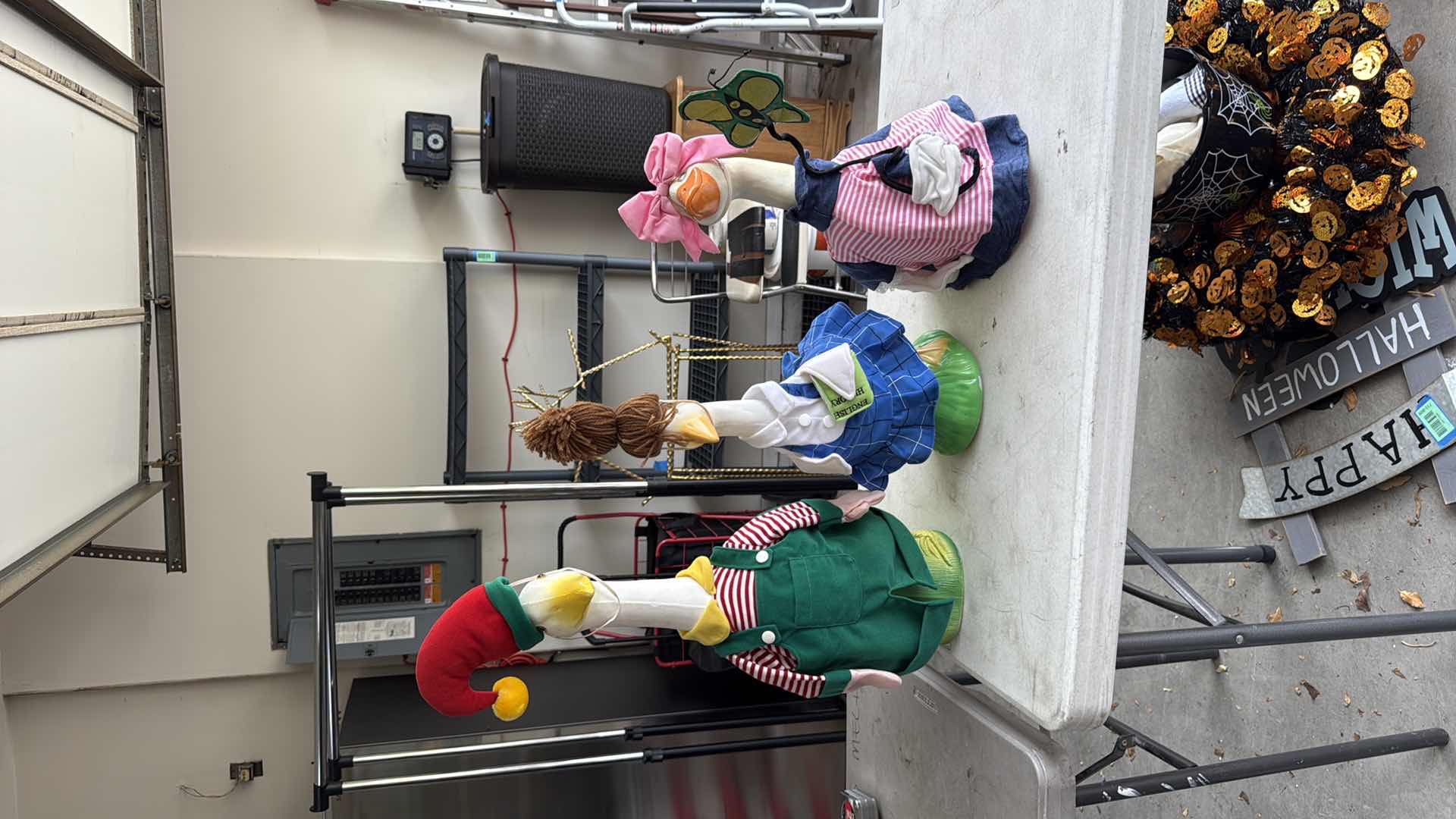 Photo 1 of 3-PLASTIC DUCK STATUE W SPECIAL OCCASION CLOTHES H24”, 18”,16”