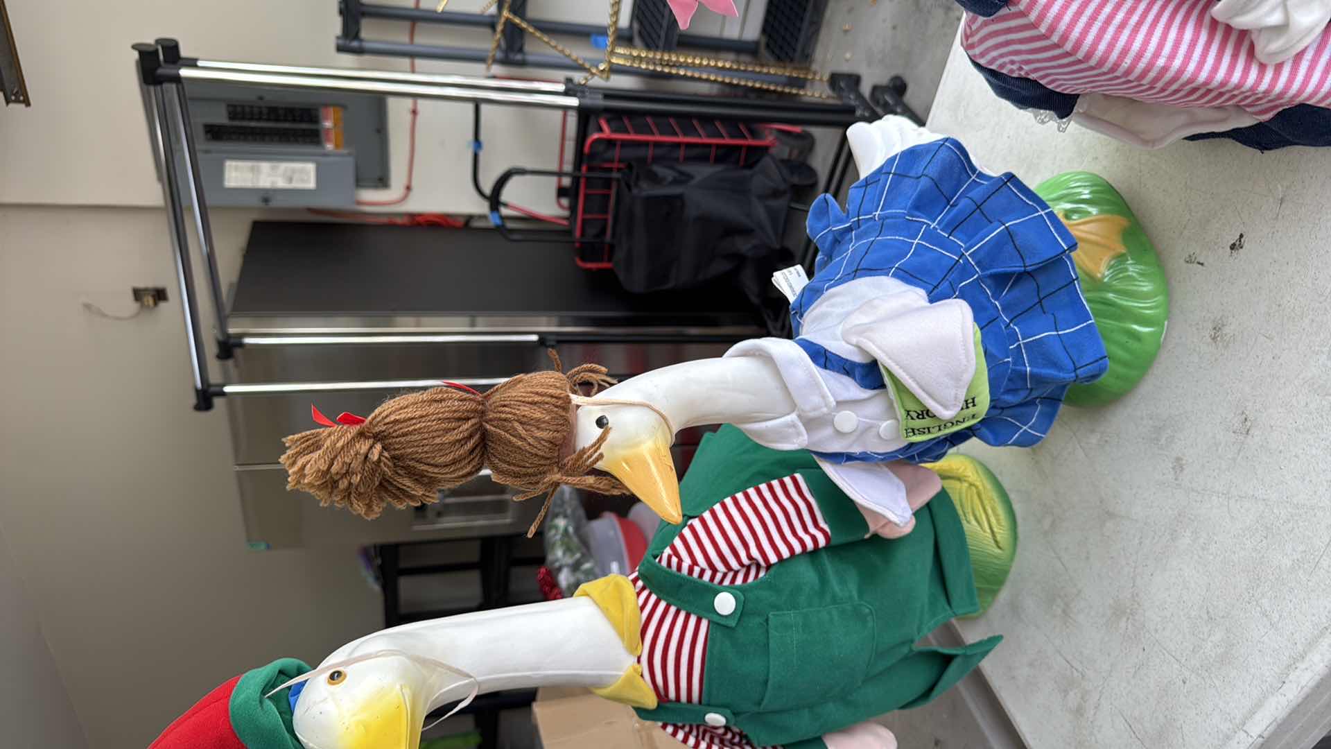 Photo 1 of 3-PLASTIC DUCK STATUE W SPECIAL OCCASION CLOTHES H24”, 18”,16”