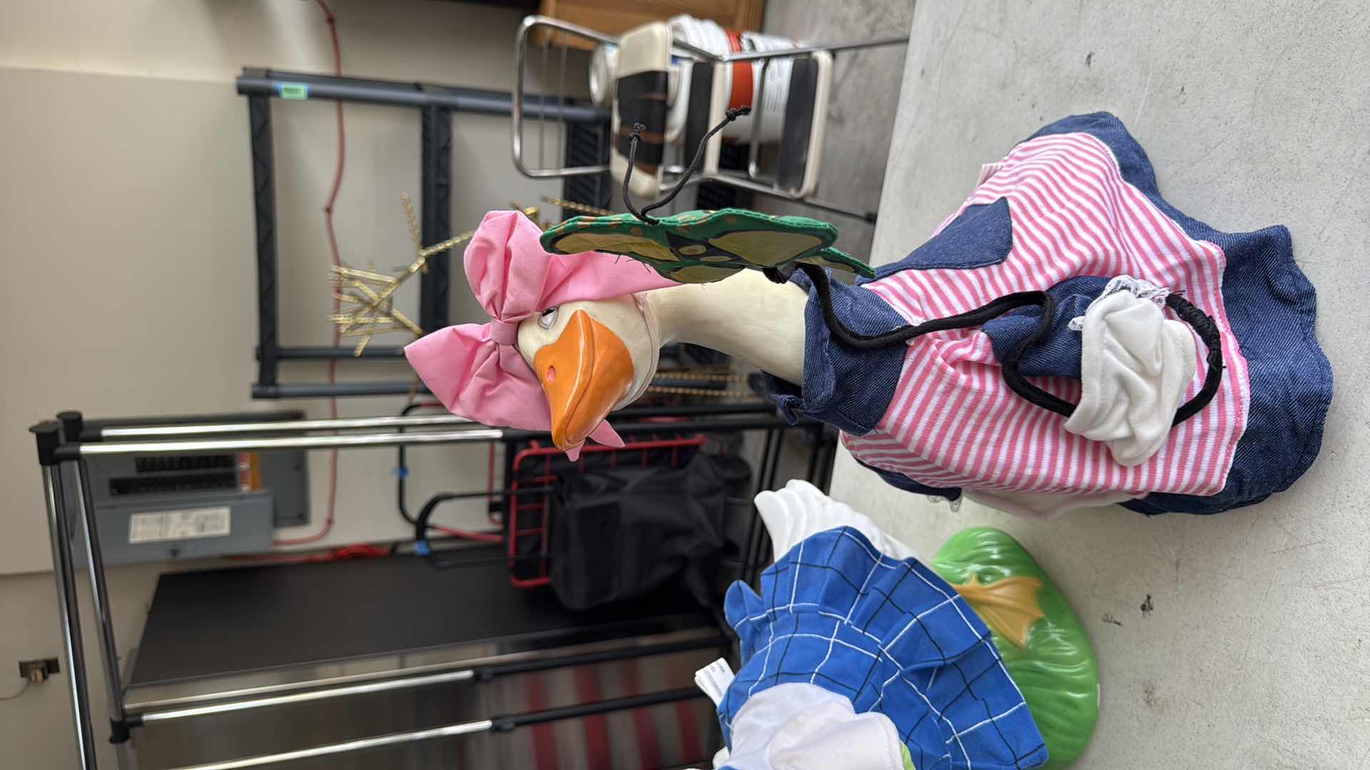 Photo 1 of 3-PLASTIC DUCK STATUE W SPECIAL OCCASION CLOTHES H24”, 18”,16”