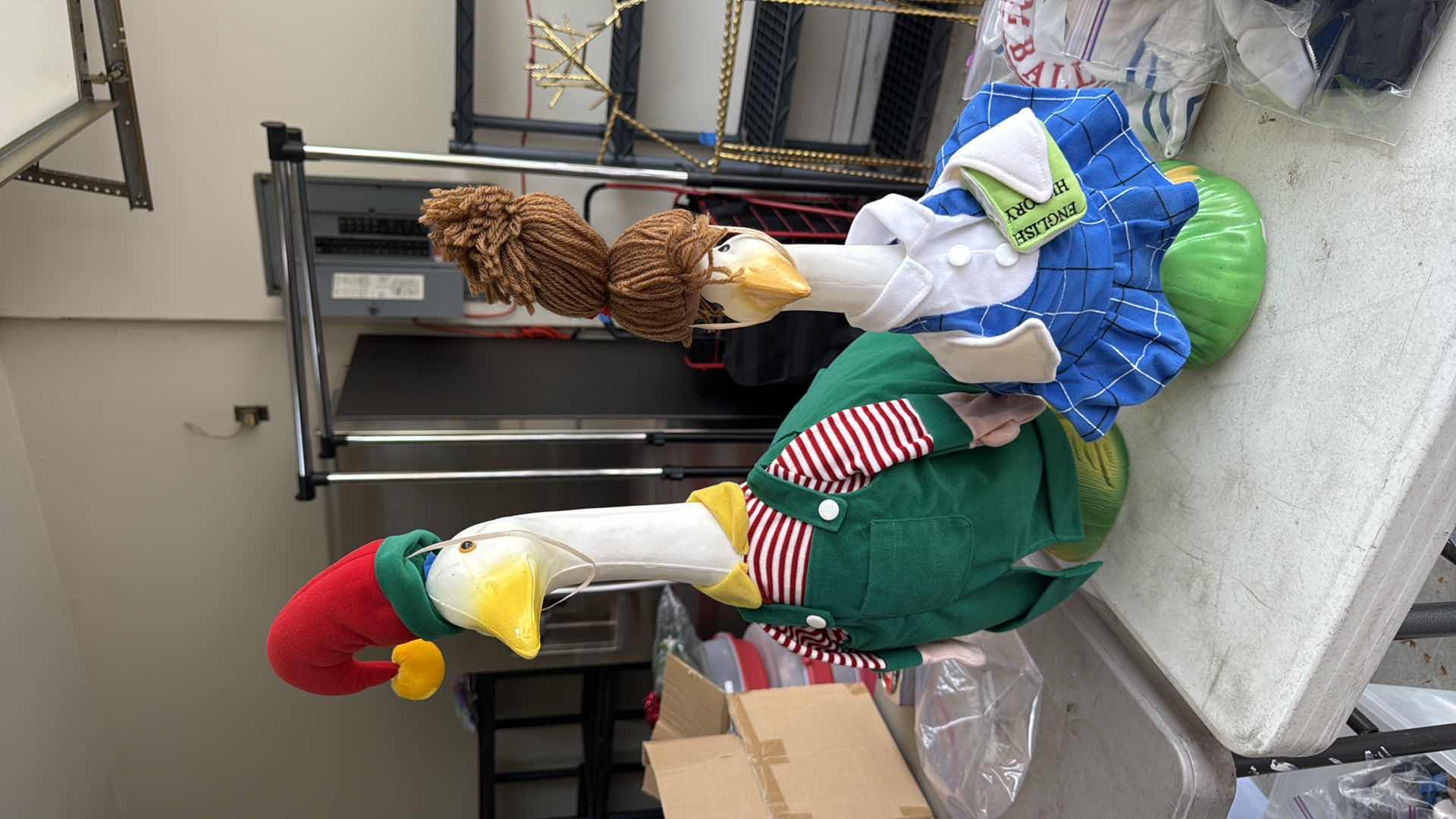 Photo 1 of 3-PLASTIC DUCK STATUE W SPECIAL OCCASION CLOTHES H24”, 18”,16”