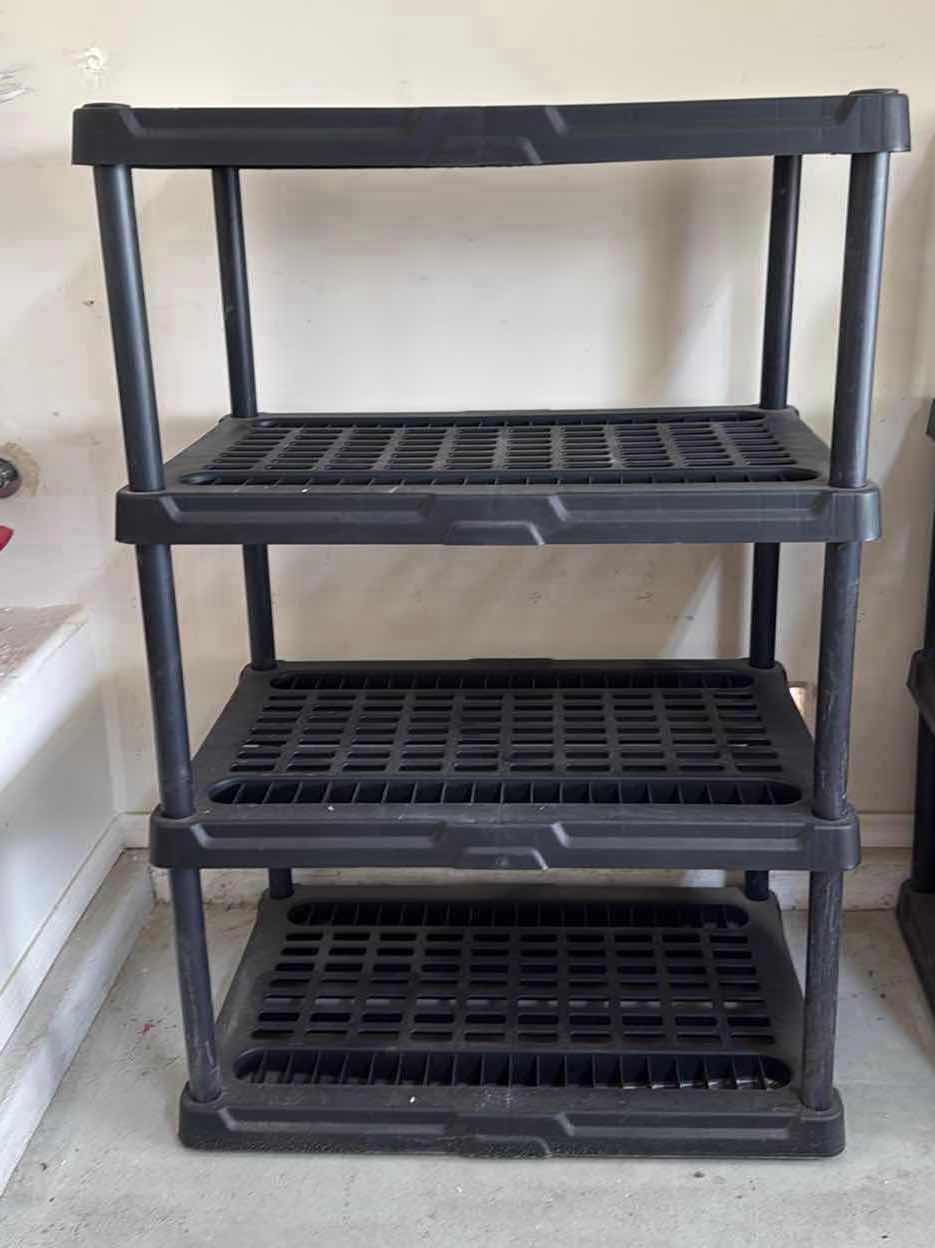 Photo 1 of BLACK PLASTIC SHELVING UNIT 35” x 24” H54”