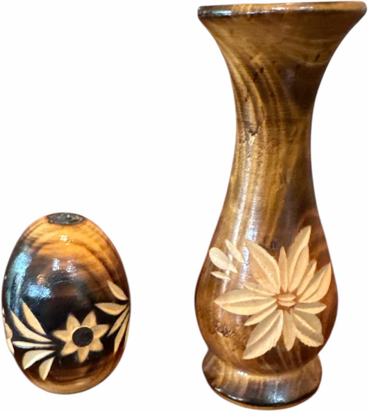 Photo 1 of 5- VINTAGE HOME DECOR FAUX FLOWERS RESIN FARIES MINIATURE GLASS ANGEL WOODEN CARVED VASE AND EGG
H8” AND SMALLER