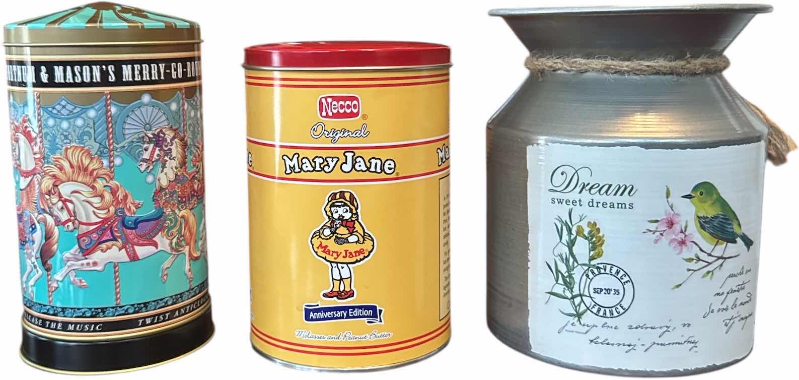 Photo 1 of 6- VINTAGE HOME DECOR CONTAINERS AND MUSIC BOX TIN AND CERAMIC
H13” AND SMALLER