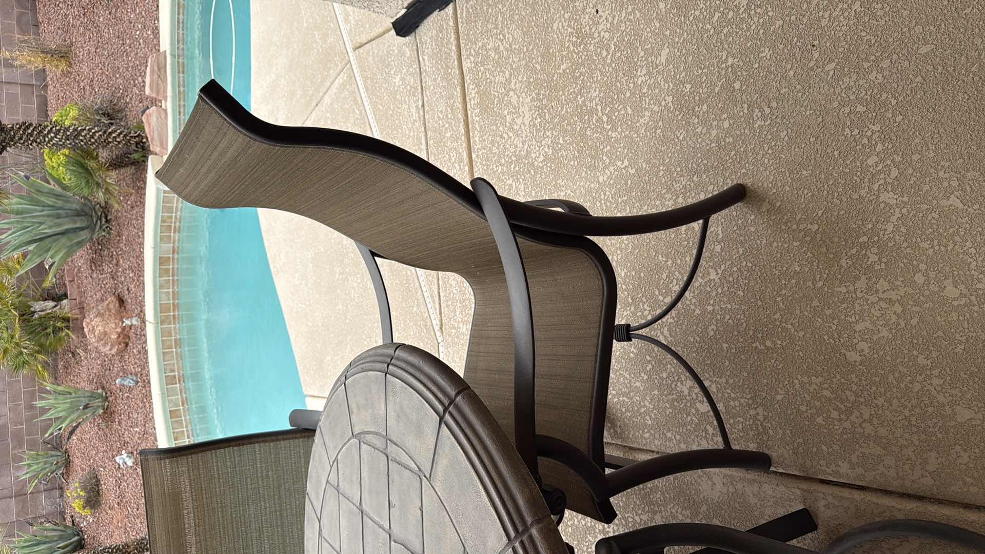 Photo 1 of 50” ROUND HEAVY PATIO TABLE W 2 ARM SWIVEL CHAIRS & 2 ARM CHAIRS