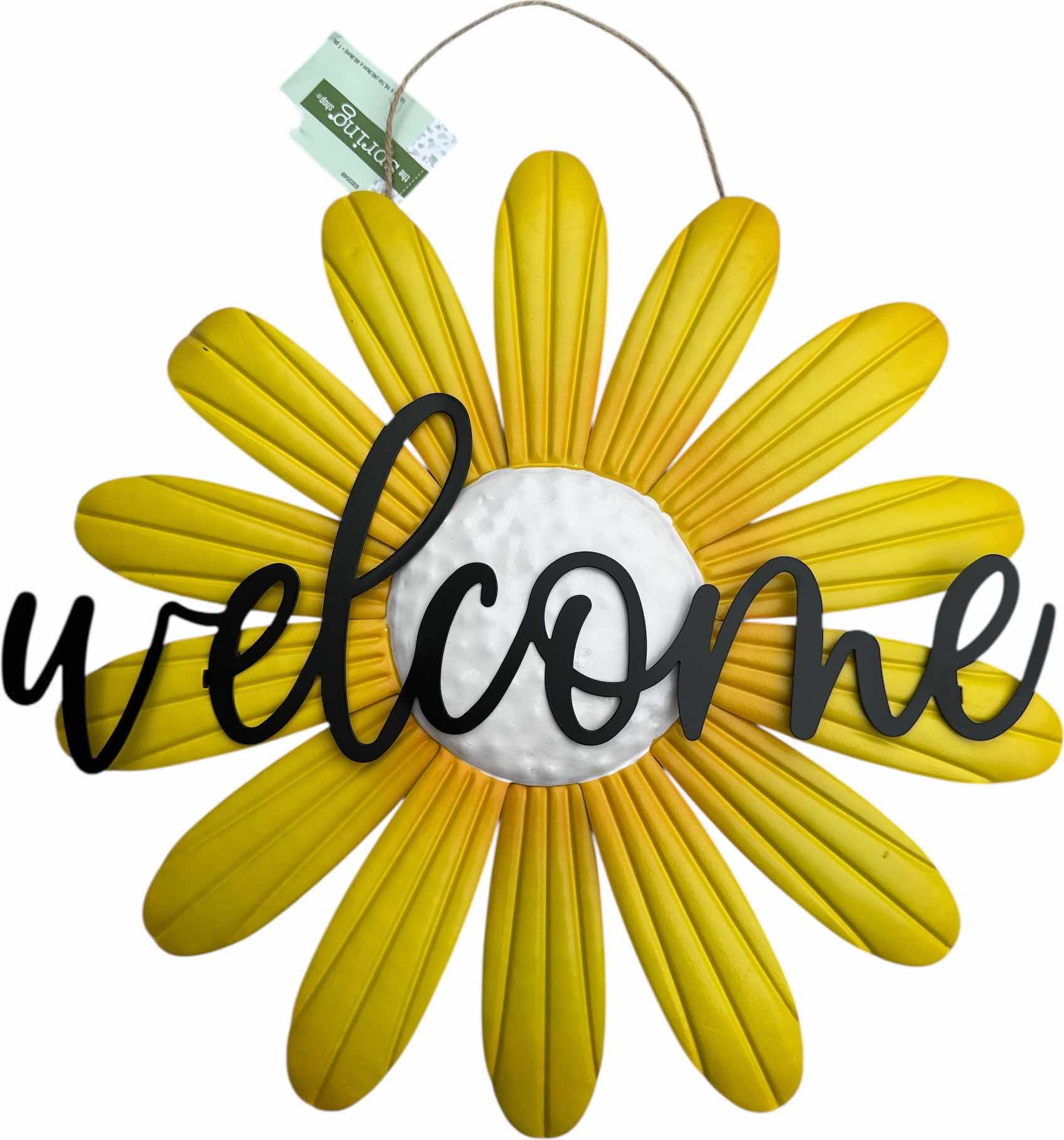 Photo 1 of 2-OUTDOOR DECOR ANGEL RESIN FIGURINE AND WELCOME DECORATION METAL 
H20”