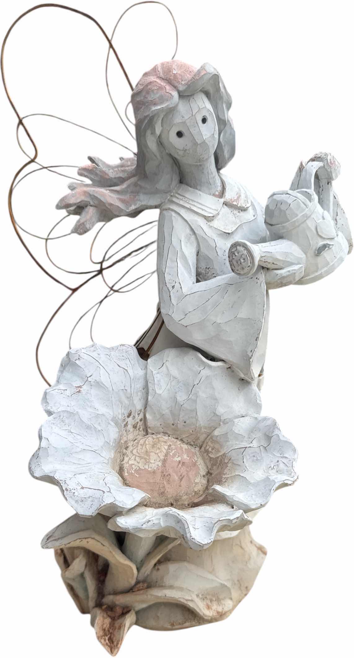 Photo 1 of 2-OUTDOOR DECOR ANGEL RESIN FIGURINE AND WELCOME DECORATION METAL 
H20”