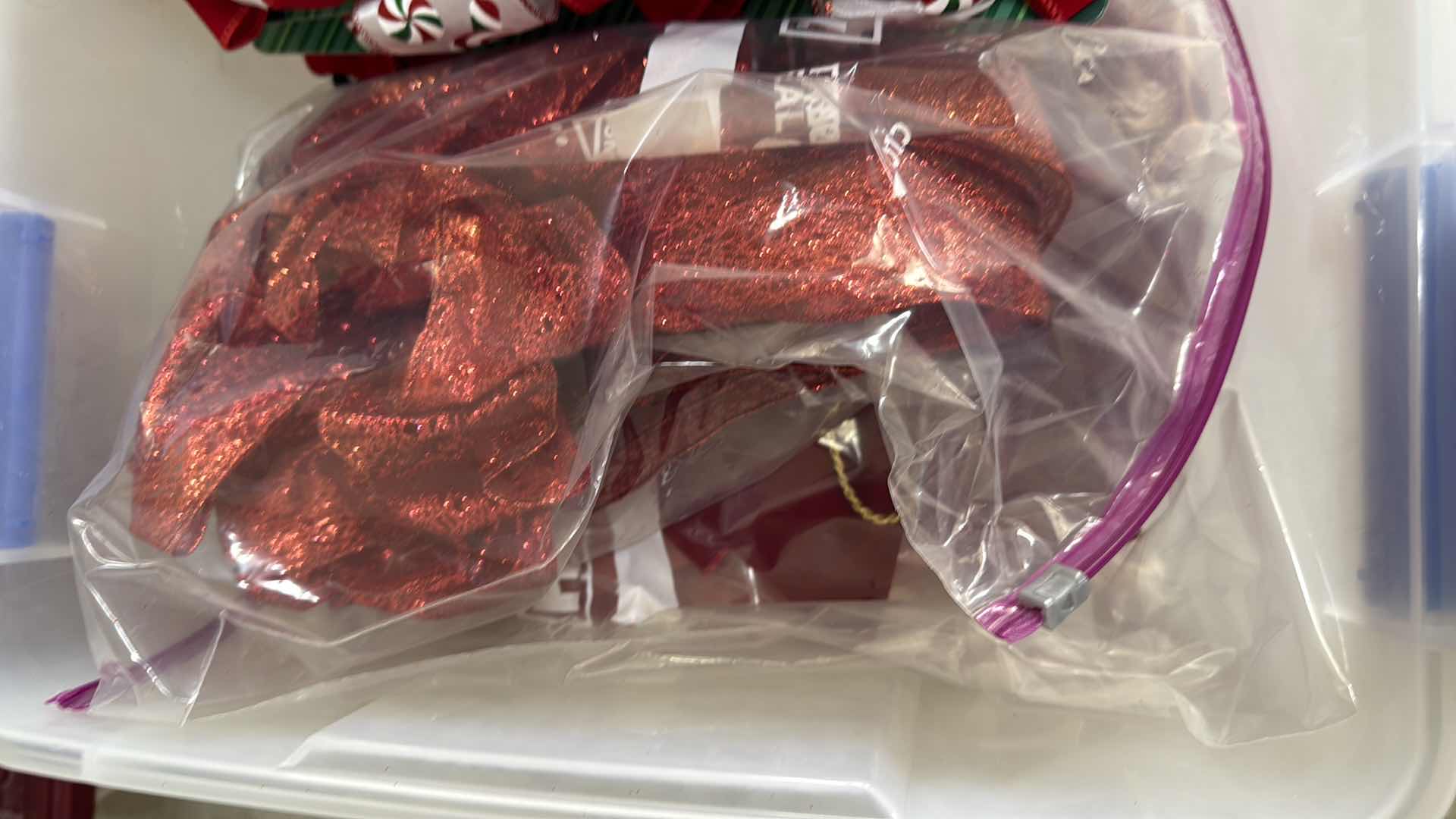 Photo 1 of CONTENTS OF TOTE-HOLIDAY BOWS