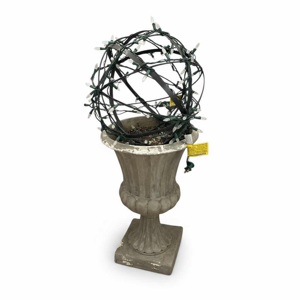 Photo 1 of HEAVY POT H 22.5” WITH ROUND LIGHTED METAL ORB H16”