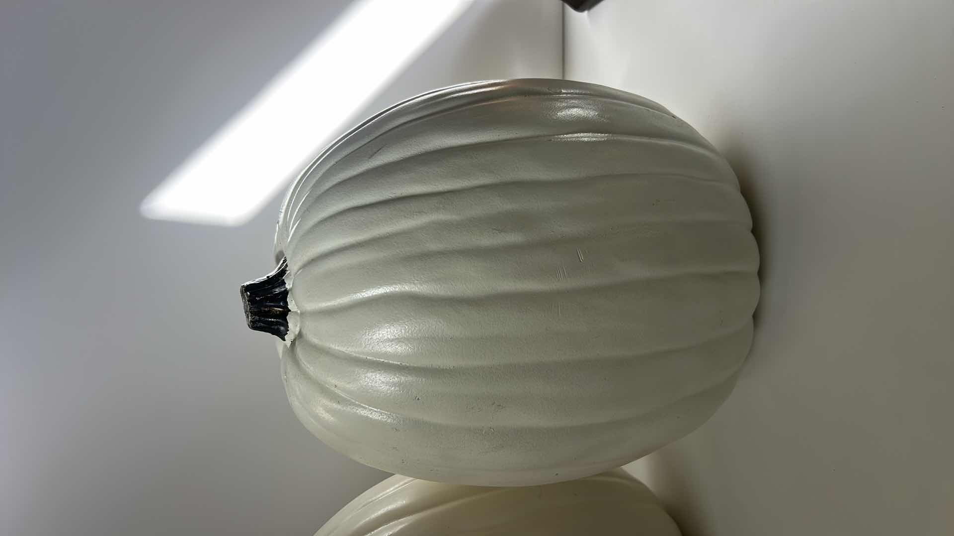 Photo 1 of 2  H13” WHITE HOLLOW PLASTIC PUMPKINS