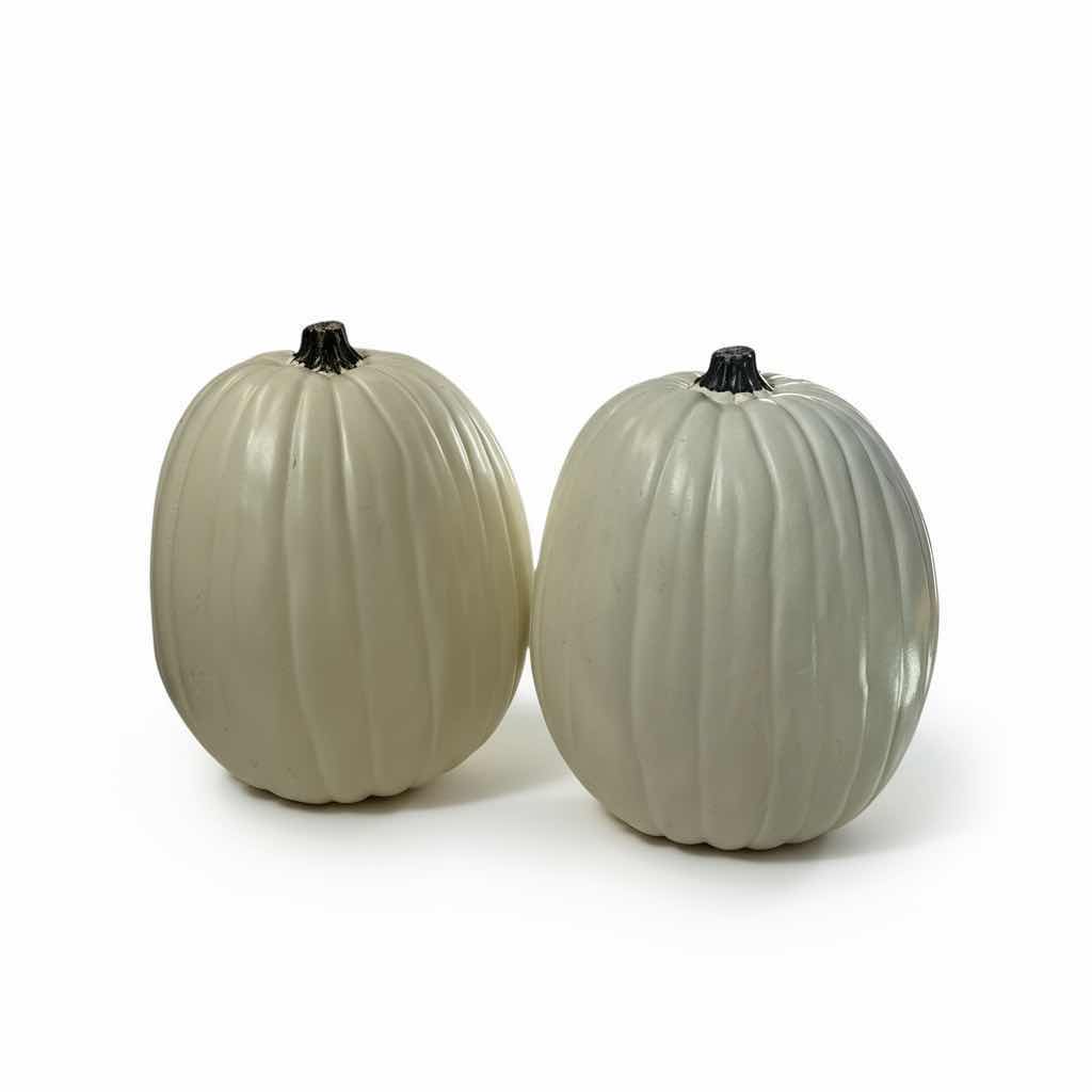 Photo 1 of 2  H13” WHITE HOLLOW PLASTIC PUMPKINS