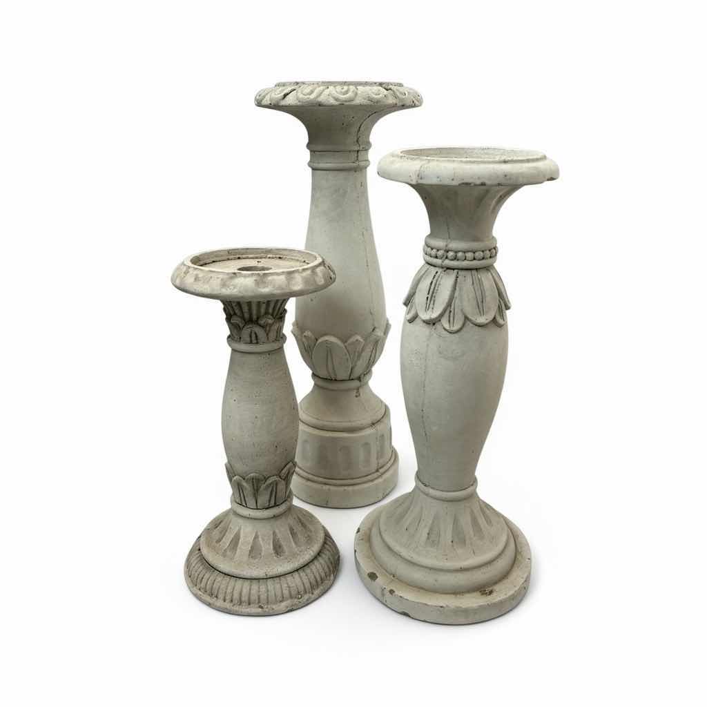 Photo 1 of 3 HEAVY CERAMIC CANDLE HOLDERS ( TALLEST H13”)