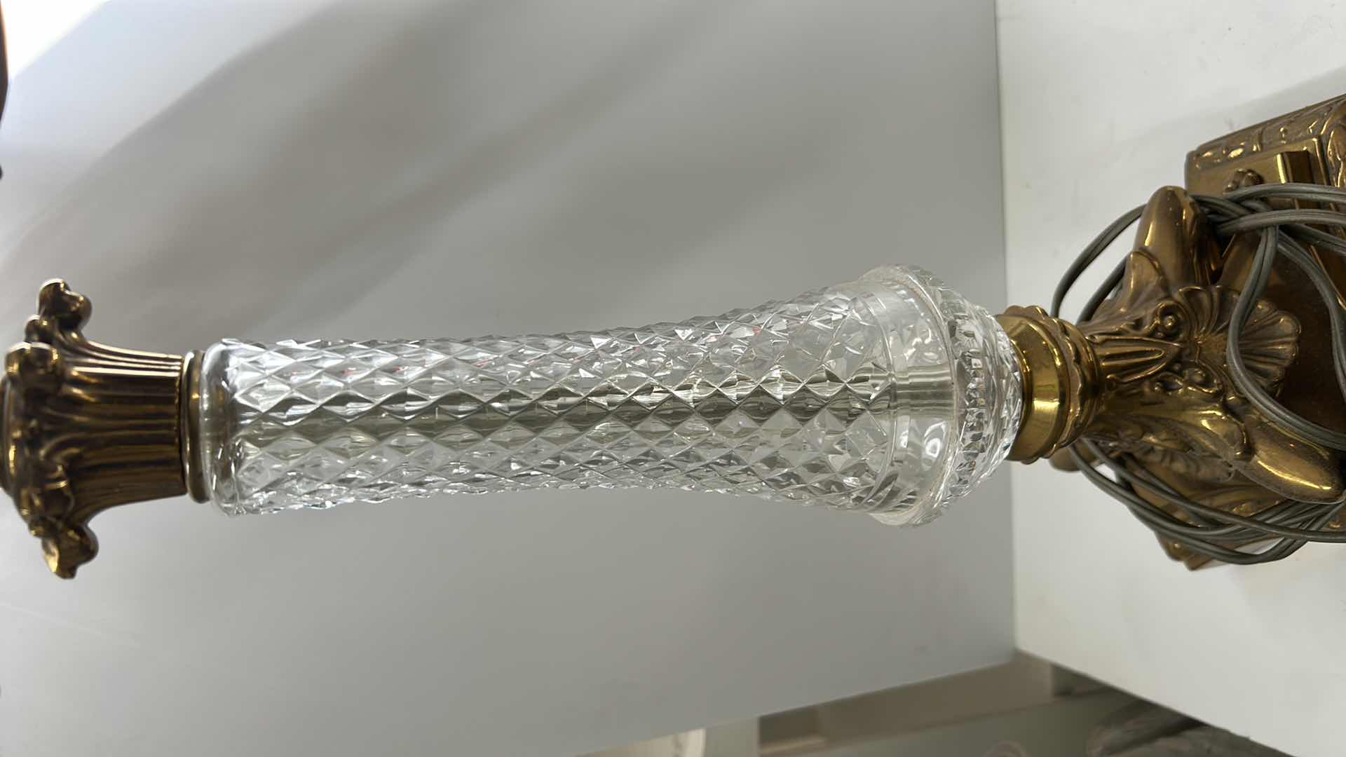 Photo 1 of VINTAGE BRASS AND CRYSTAL LAMP H28”