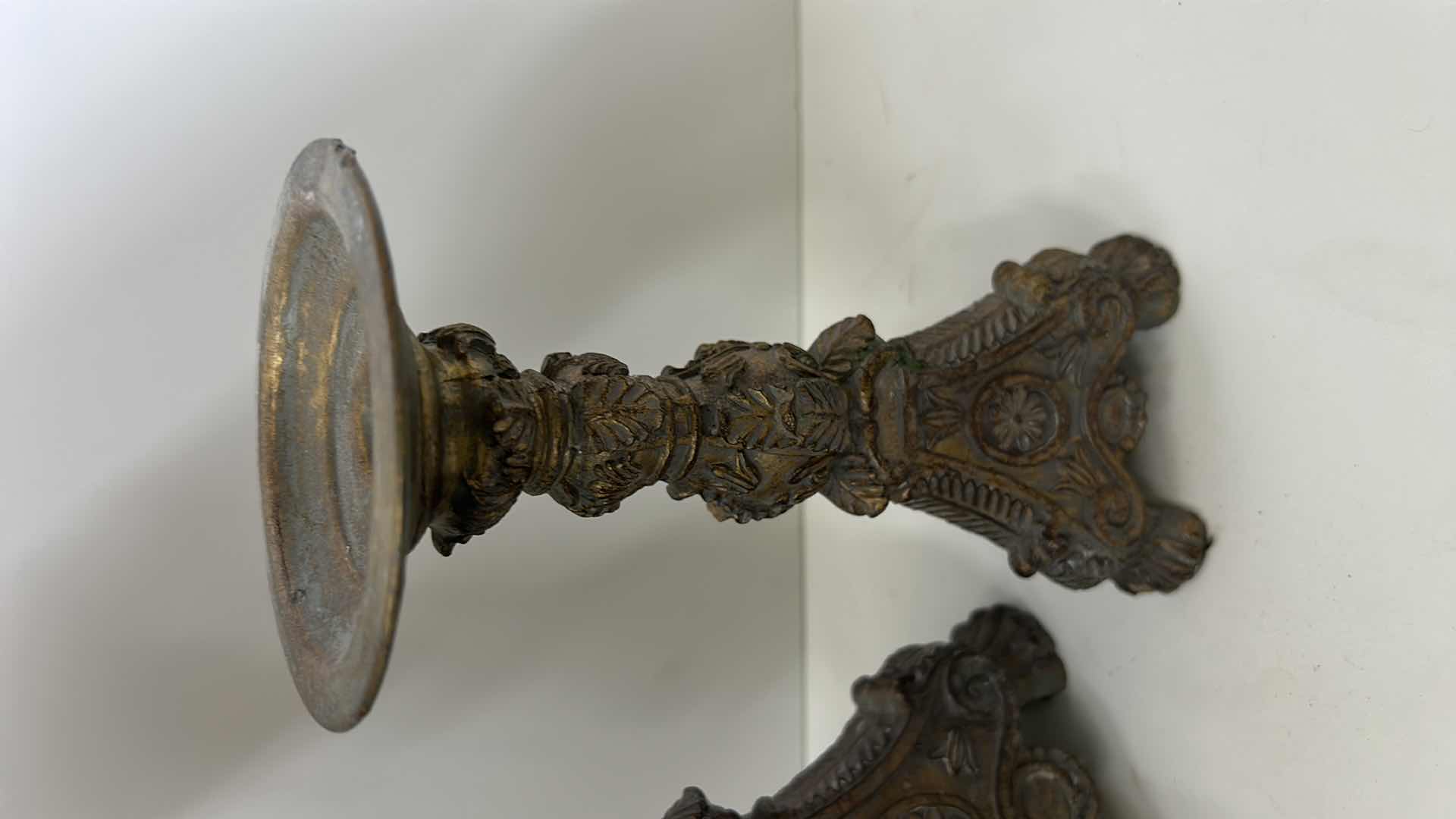 Photo 1 of 2 CERAMIC WITH METAL TOP CANDLE HOLDERS (TALLEST H12.25”)