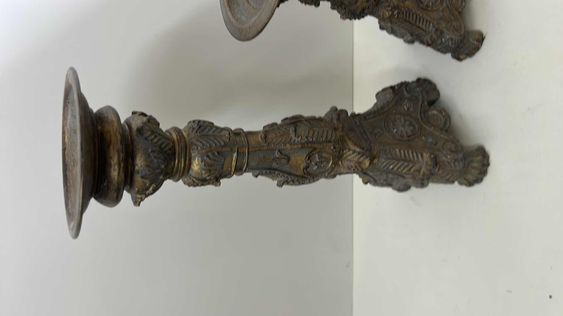 Photo 1 of 2 CERAMIC WITH METAL TOP CANDLE HOLDERS (TALLEST H12.25”)