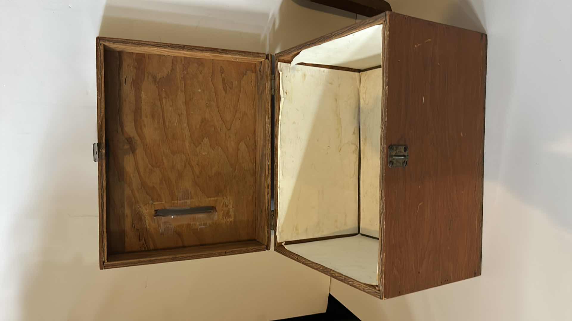 Photo 1 of 2 HANDMADE WOOD PIECES - HINGED BOX WITH LATCH H8.75” AND SMALL STOOL