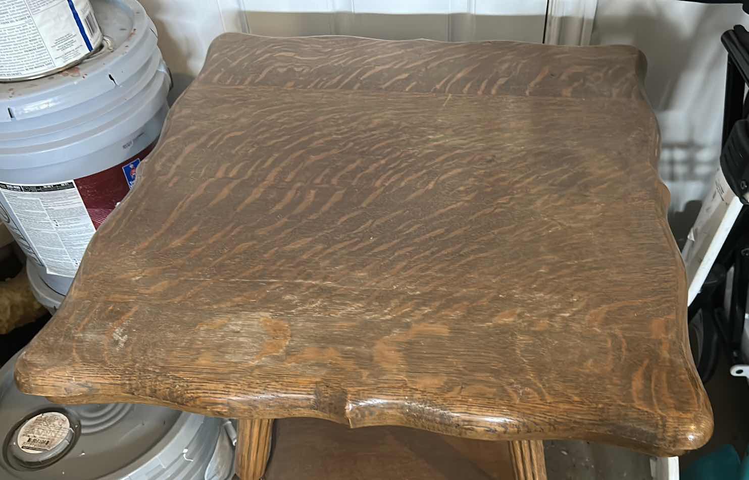 View 2 of VINTAGE VICTORIAN OAK PARLOR TABLE WITH CAST IRON CLAW FEET 23 1/2“ X H27 1/2“