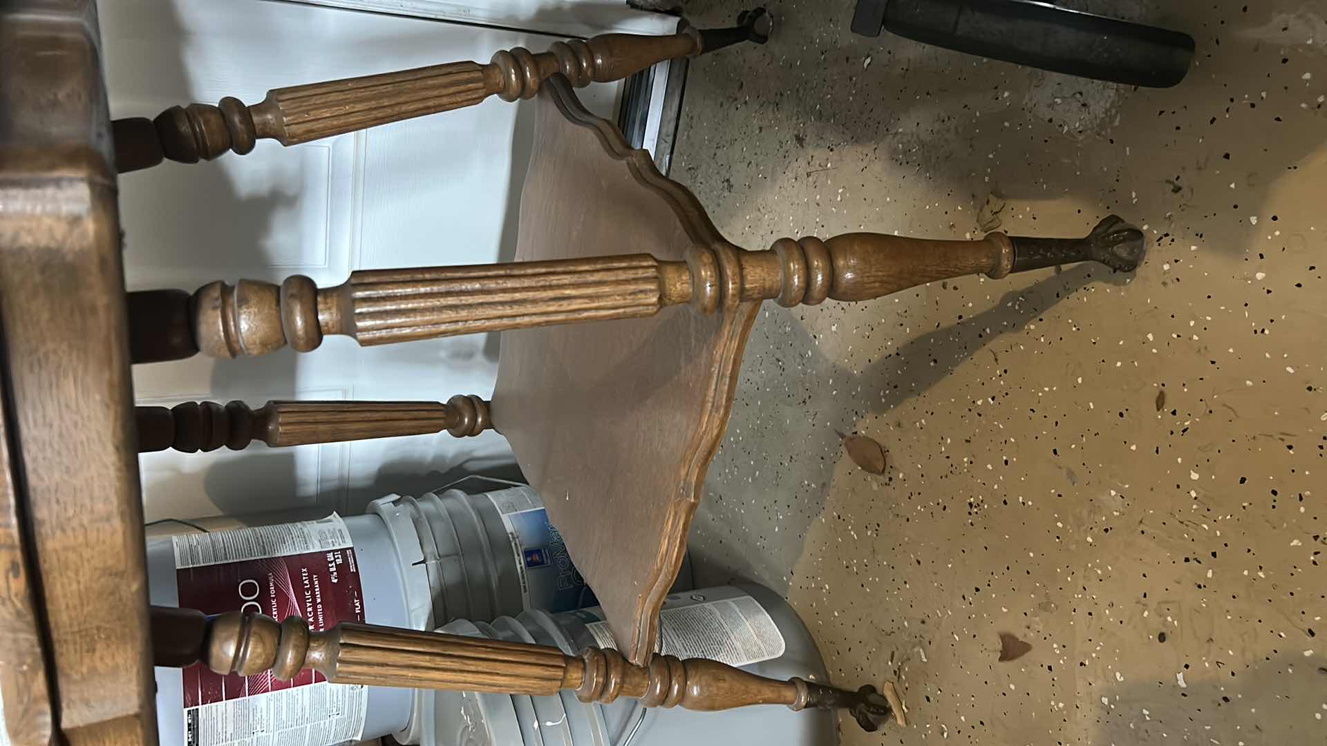 View 3 of VINTAGE VICTORIAN OAK PARLOR TABLE WITH CAST IRON CLAW FEET 23 1/2“ X H27 1/2“