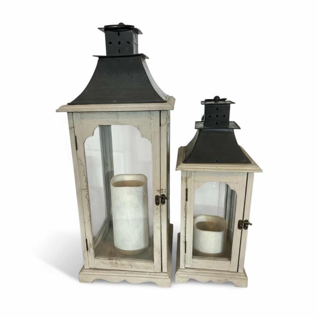 Photo 1 of 2 WOOD AND METAL LANTERNS (TALLEST H28”