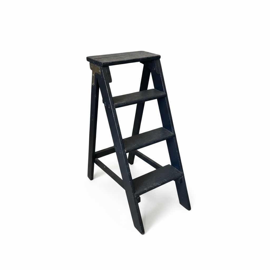 Photo 1 of VINTAGE NAVY BLUE  PAINTED WOOD LADDER H3’
