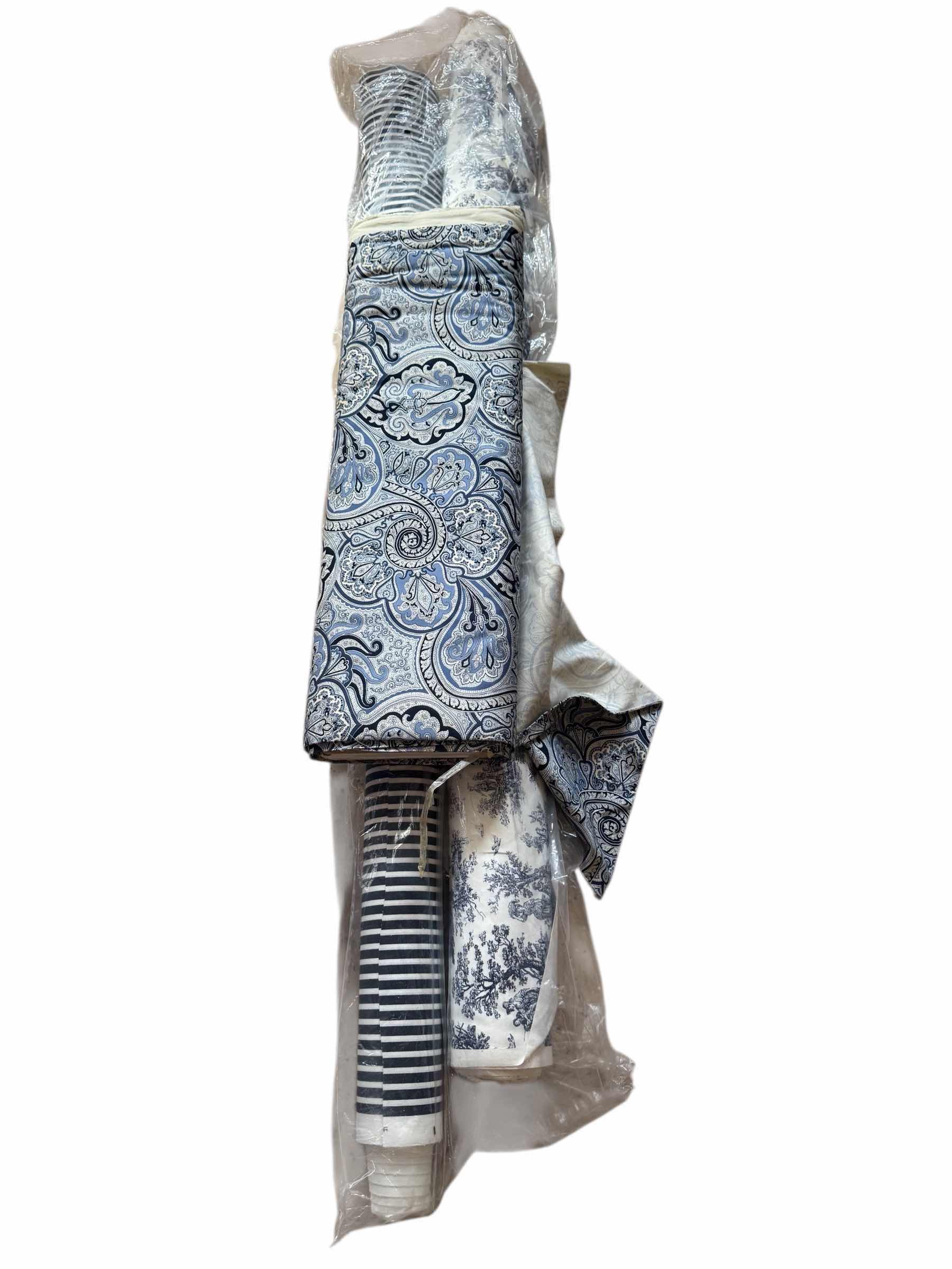 Photo 1 of ROLLS OF BLUE & WHITE UPHOLSTERY FABRIC