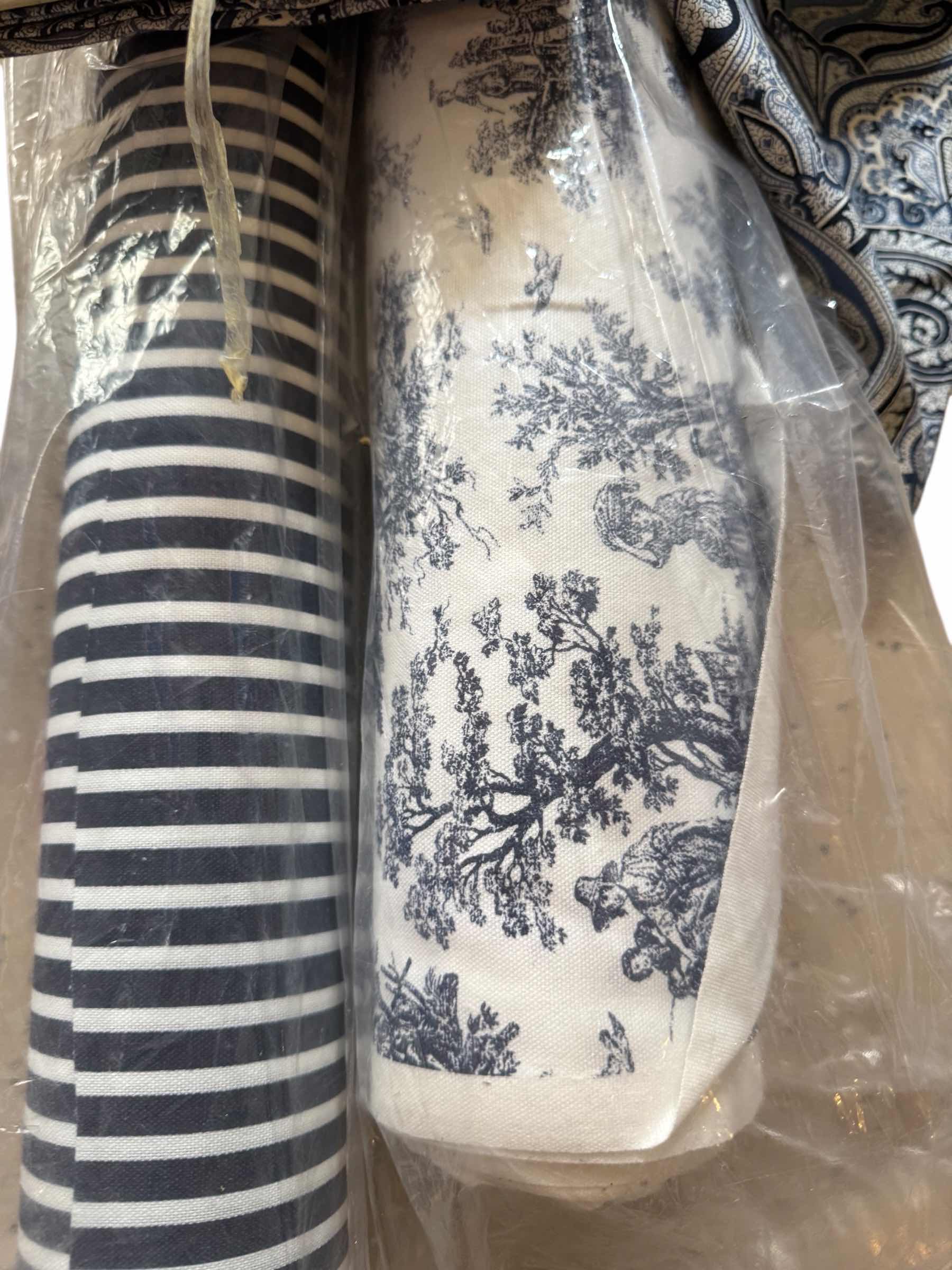 Photo 1 of ROLLS OF BLUE & WHITE UPHOLSTERY FABRIC