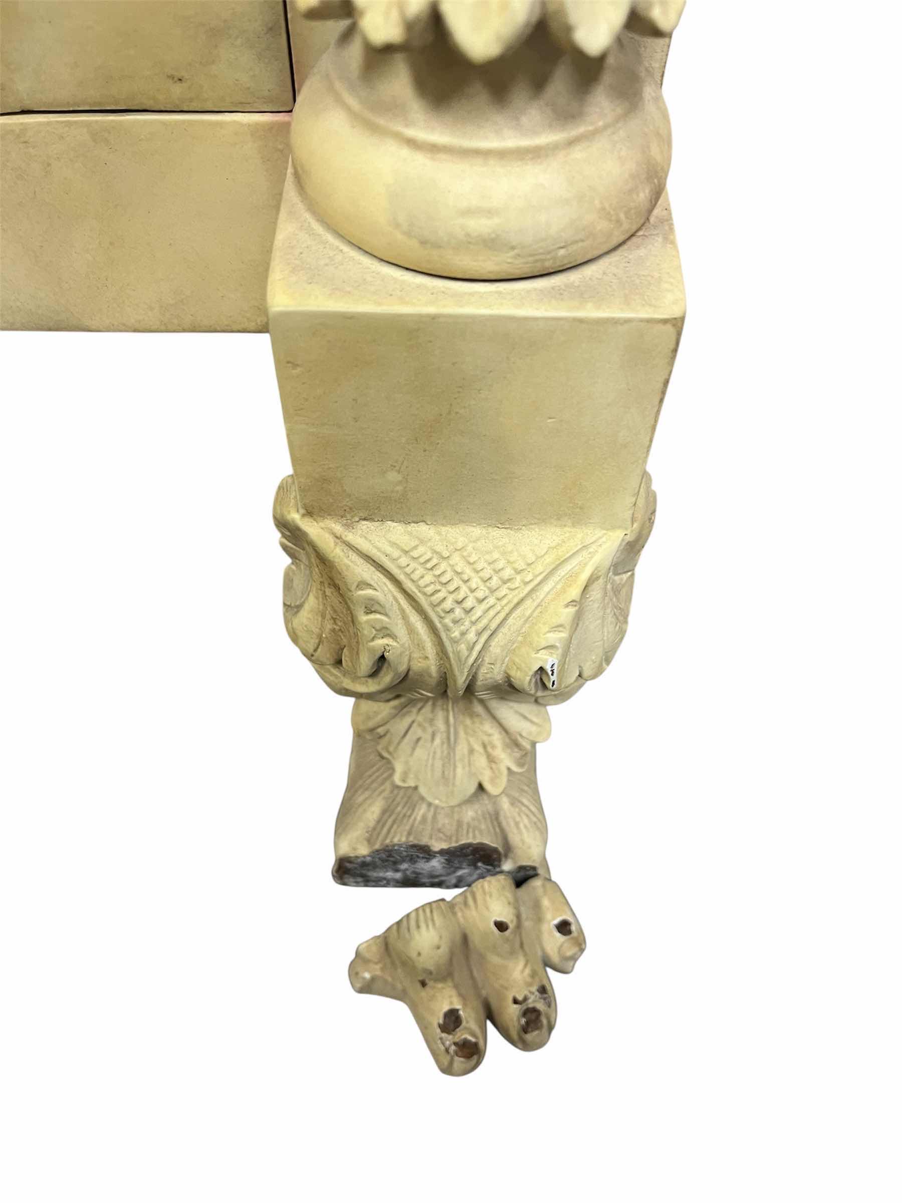 Photo 6 of ANTIQUE CUSTOM MARBLE FINISH WOOD CLAW FOOT SIDEBOARD 60.5” X 25.5” H54.5”