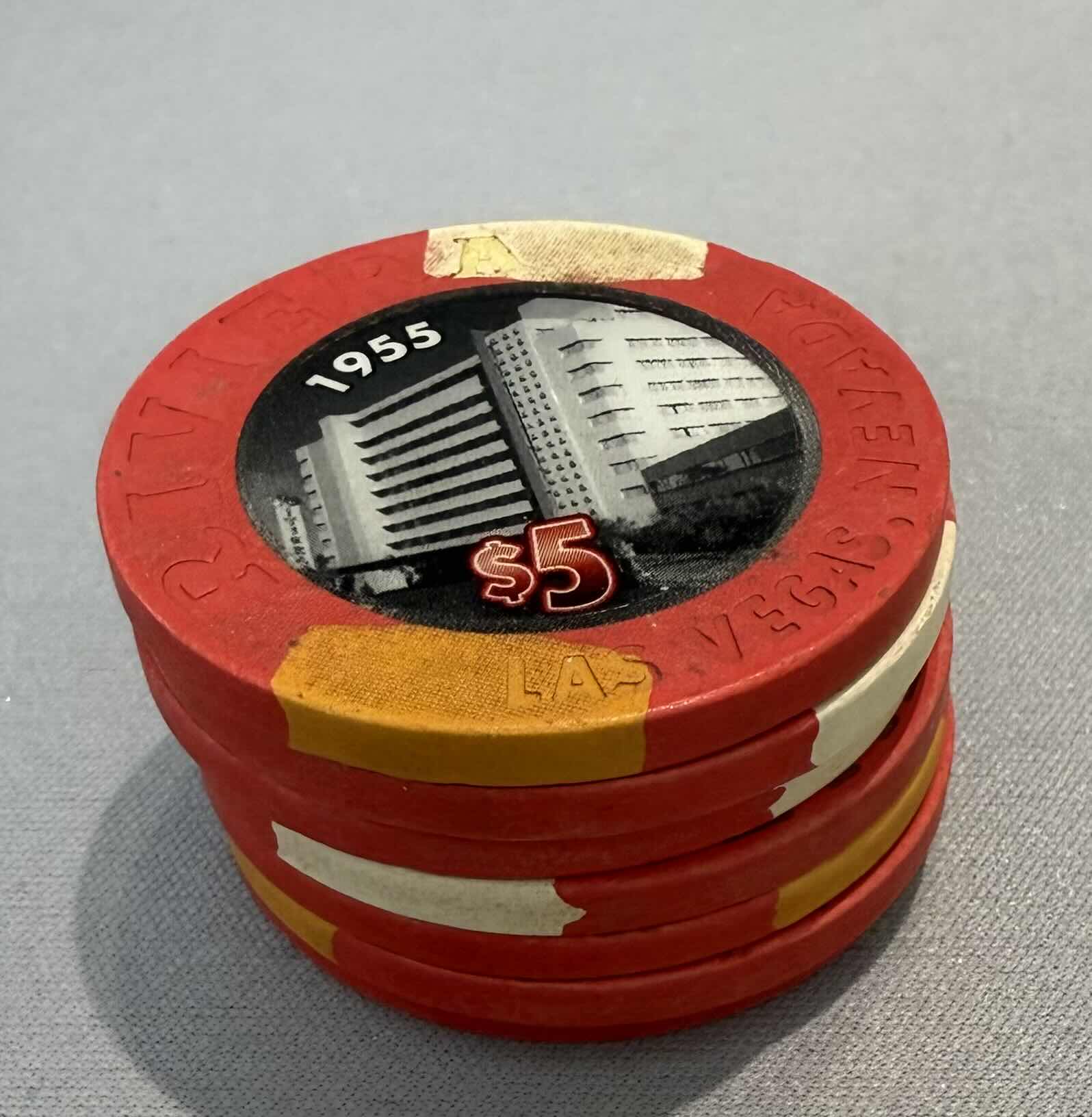 Photo 1 of 7-RIVIERA 1955 BUILDING OBSOLETE LAS VEGAS $5.00 2008 CASINO GAMING CHIPS