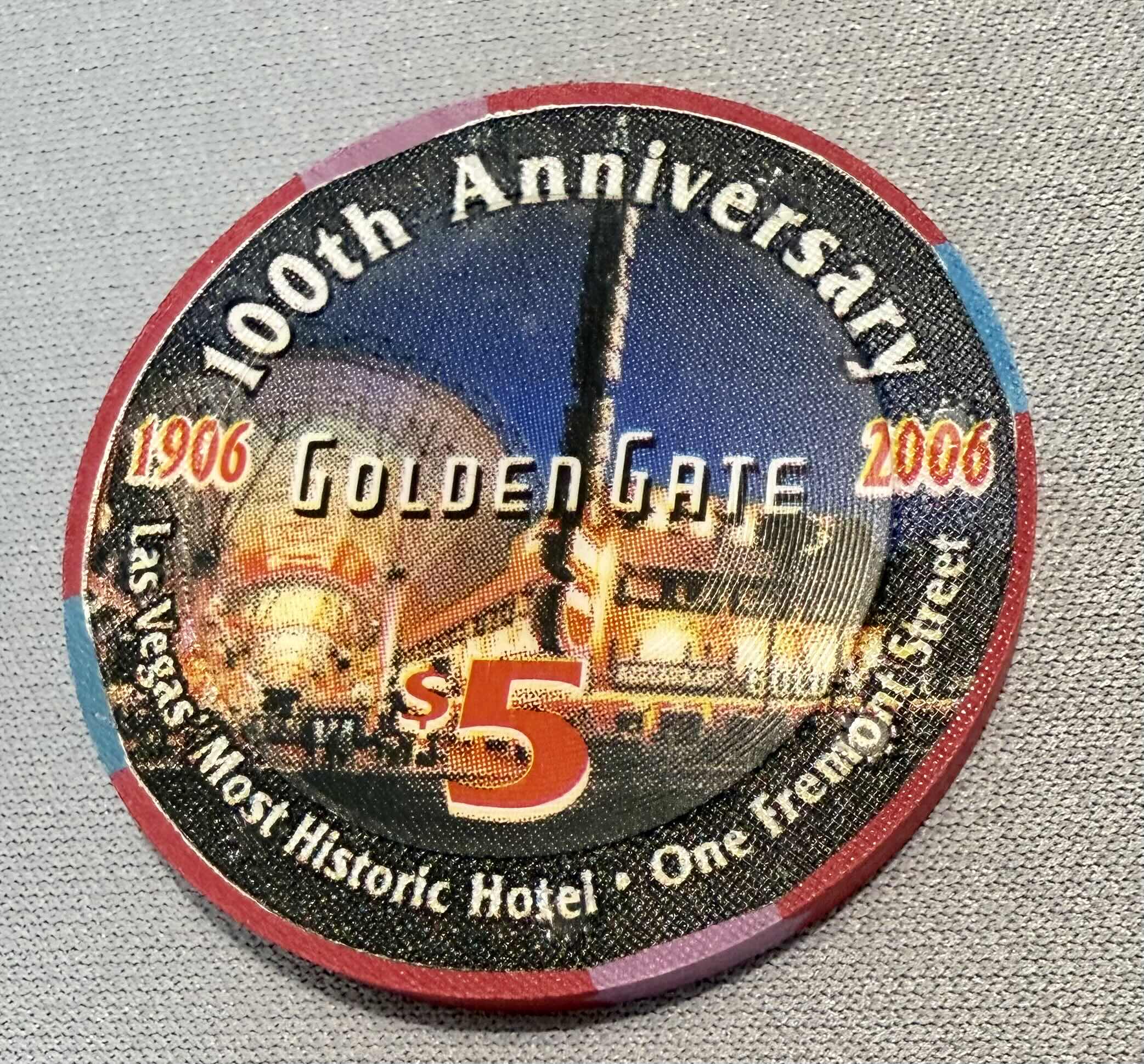 Photo 1 of 3-GOLDEN GATE HOTEL & CASINO $5.00 GAMING CHIPS