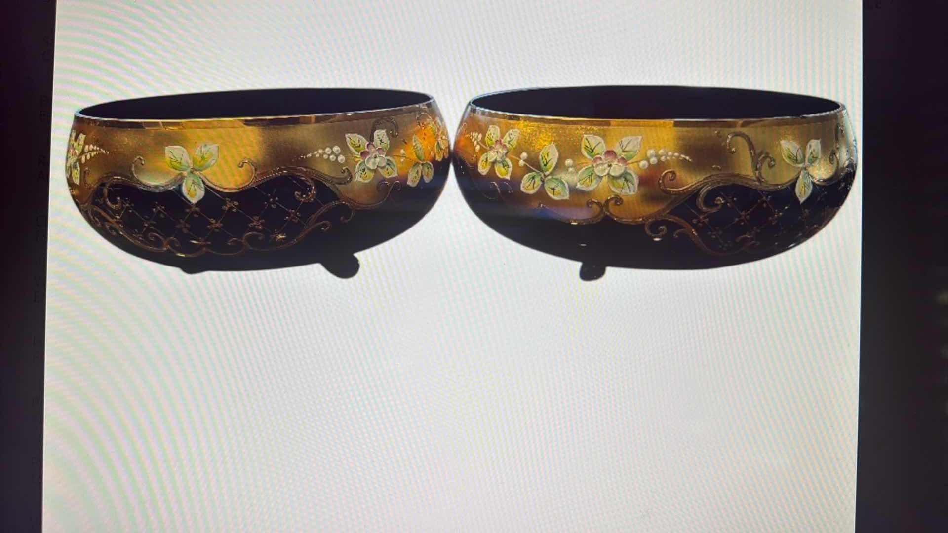 Photo 1 of 2-SLAVIA BOHEMIAN HANDMADE CRYSTAL COBALT BLUE BOWLS