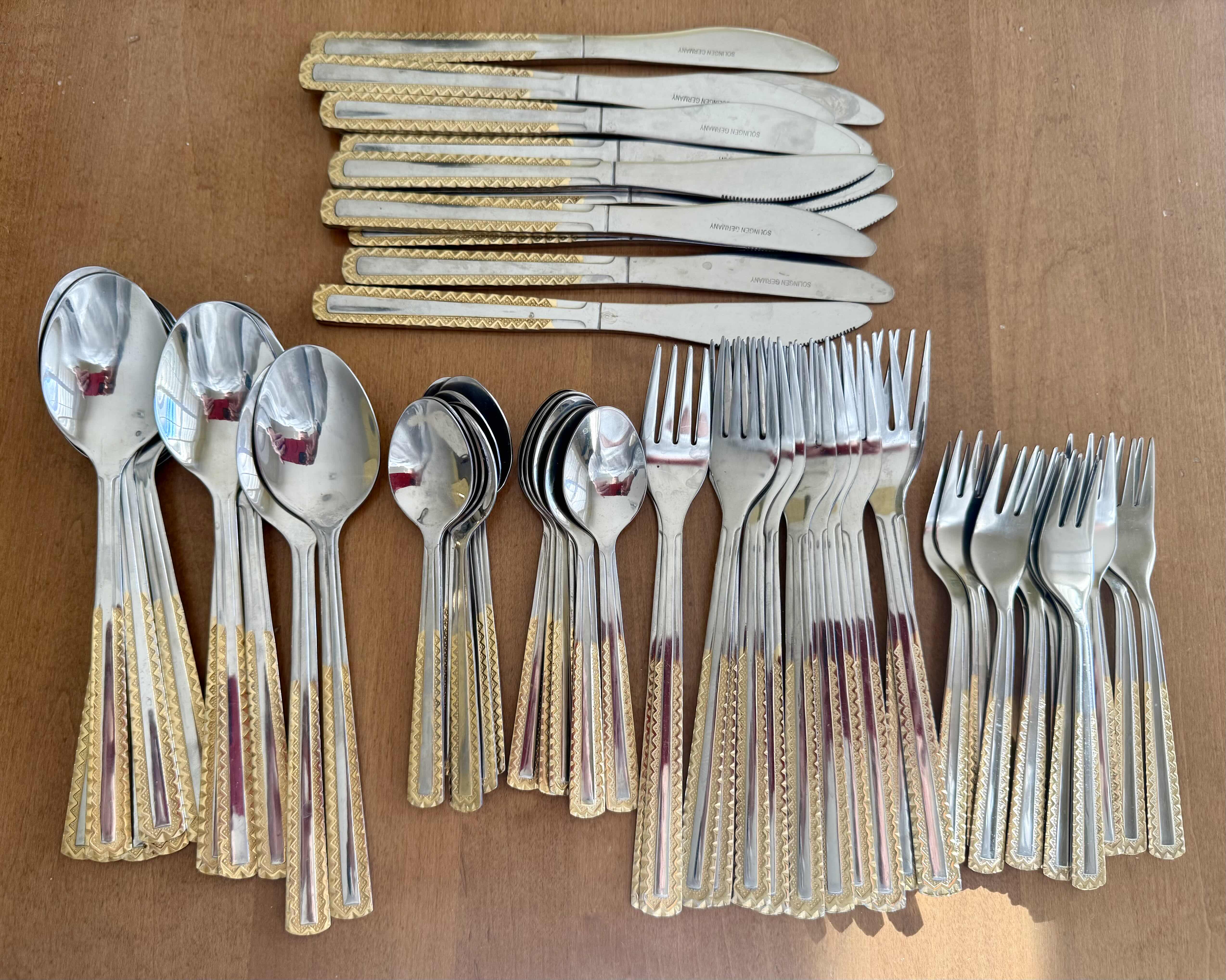 Photo 1 of 60 PCS-VINTAGE SOLINGEN GERMANY GOLD PLATED FLATWARE SET