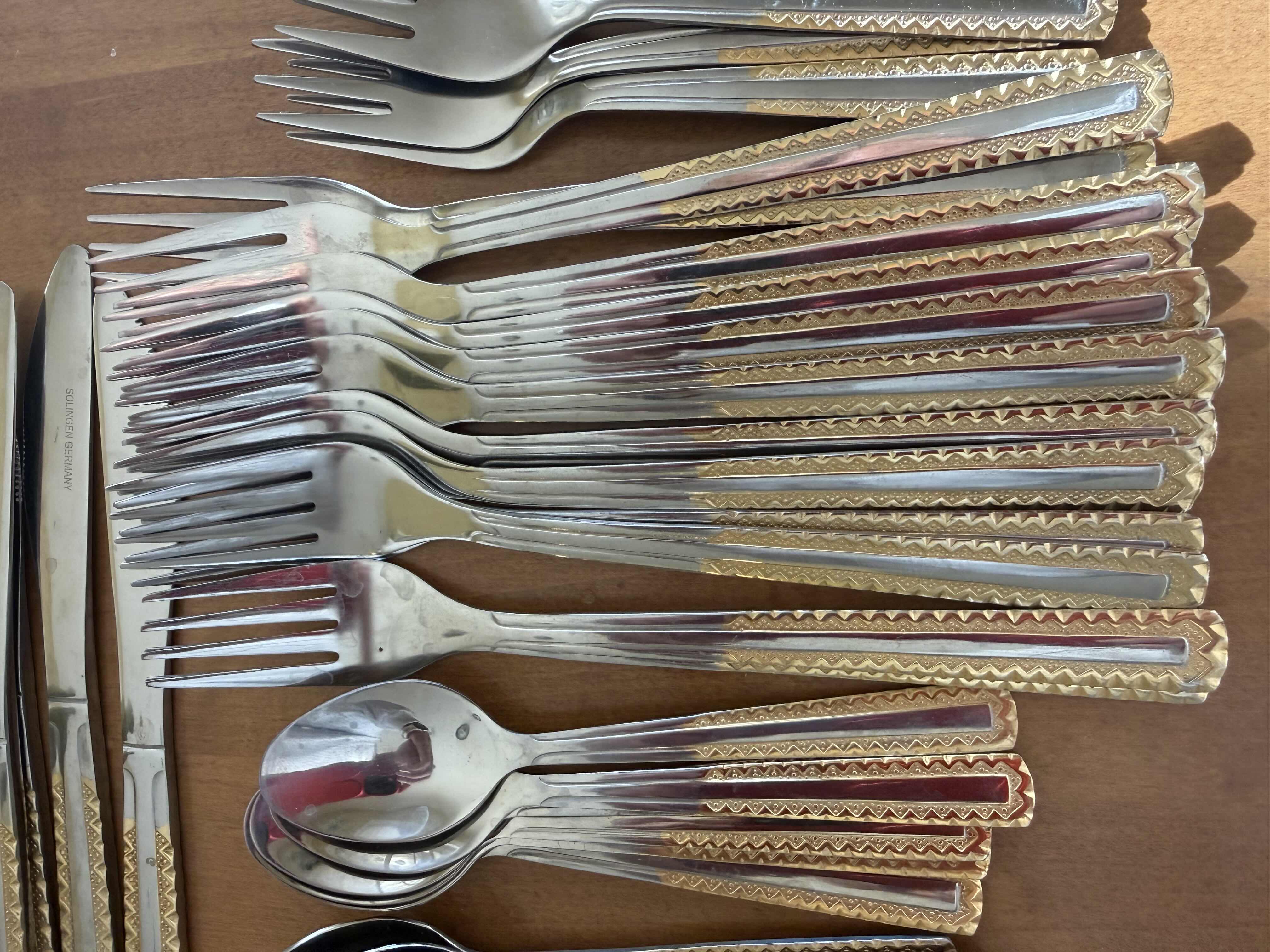 Photo 1 of 60 PCS-VINTAGE SOLINGEN GERMANY GOLD PLATED FLATWARE SET