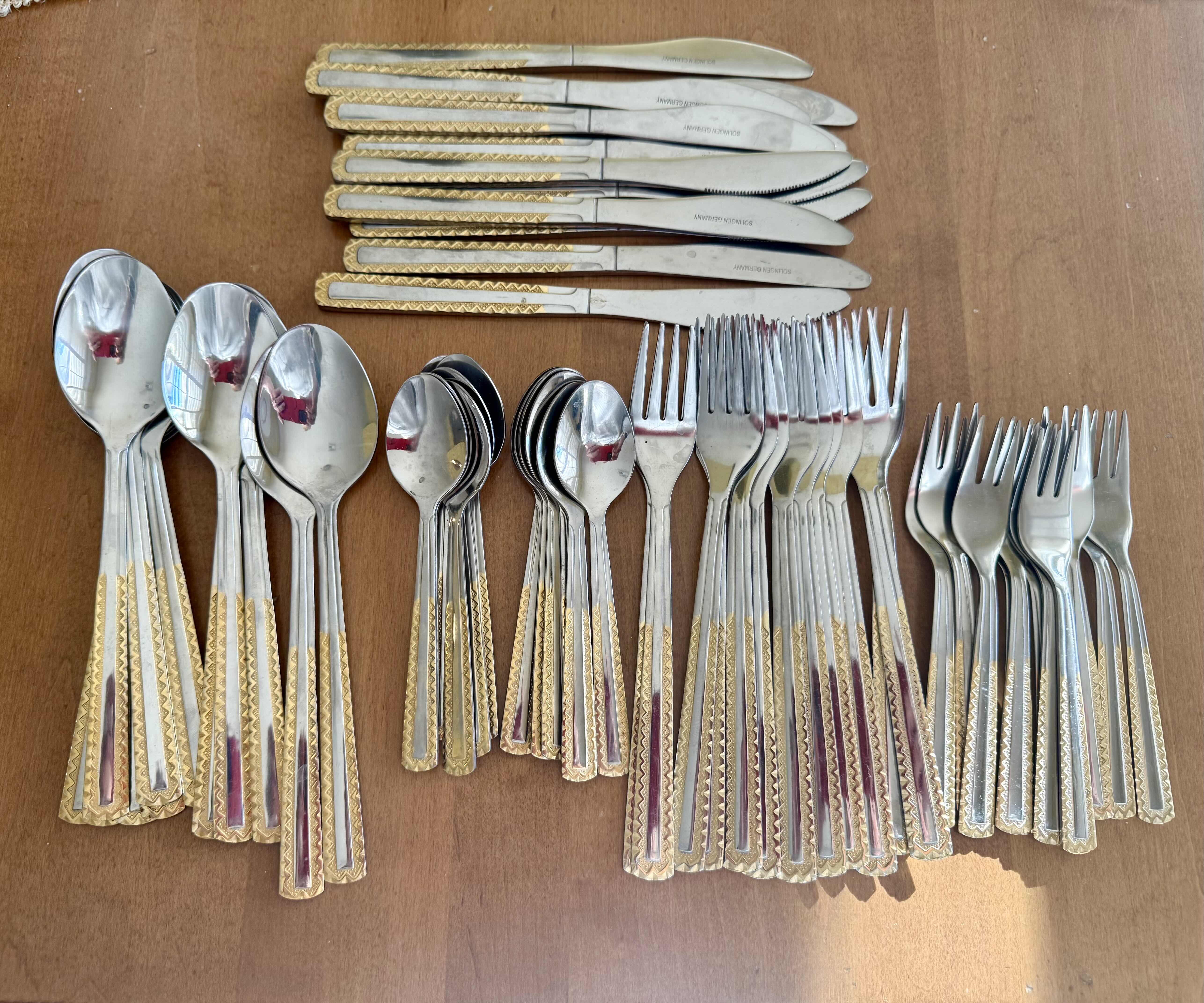 Photo 1 of 60 PCS-VINTAGE SOLINGEN GERMANY GOLD PLATED FLATWARE SET