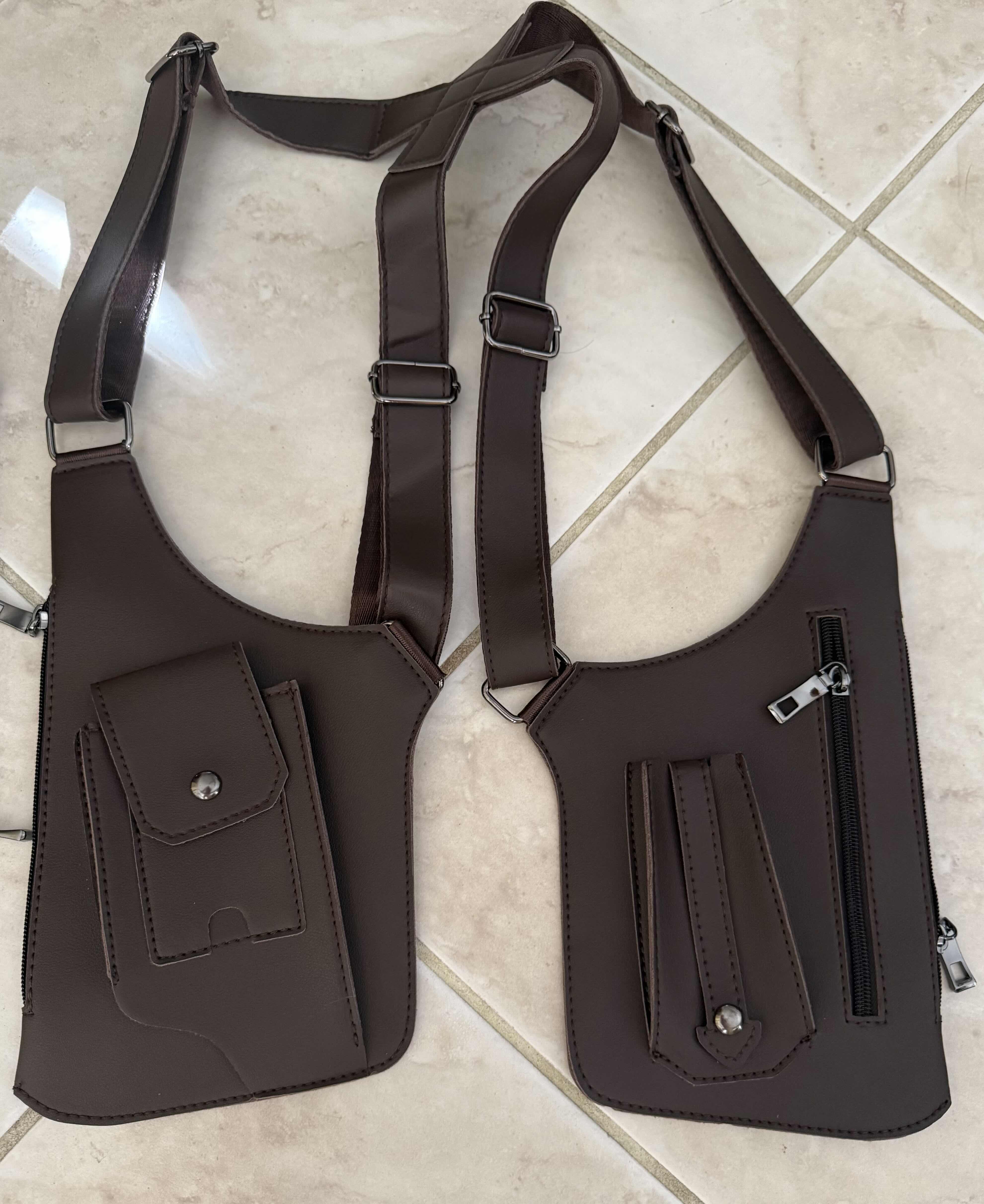Photo 1 of 2-TOUGH GUY SLING CHEST BAGS-BLACK & BROWN