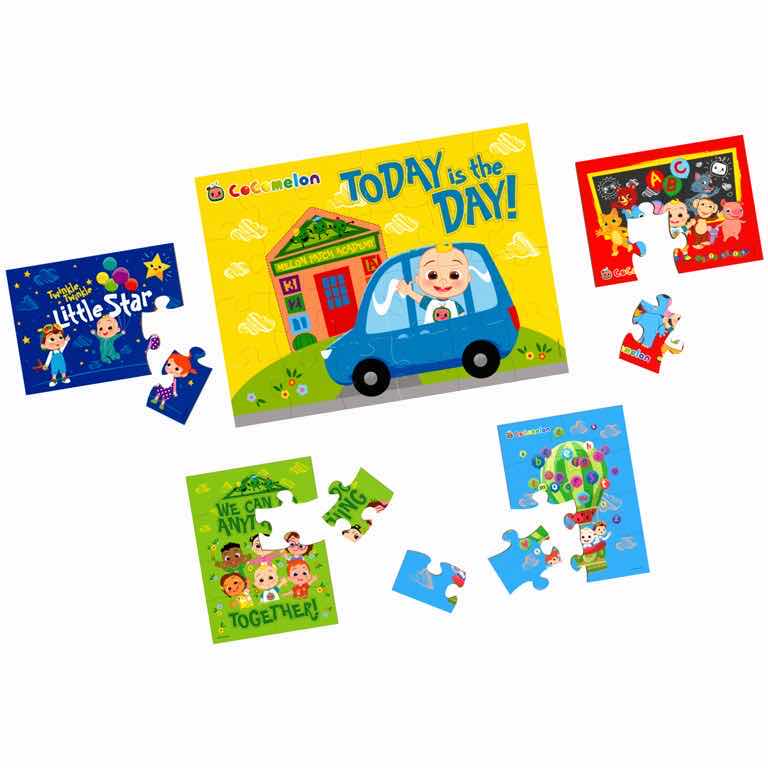 WOOD JIGSAW PUZZLE SETS- PEPPA PIG 5 PUZZLE SET & COCOMELON 5 PUZZLE ...