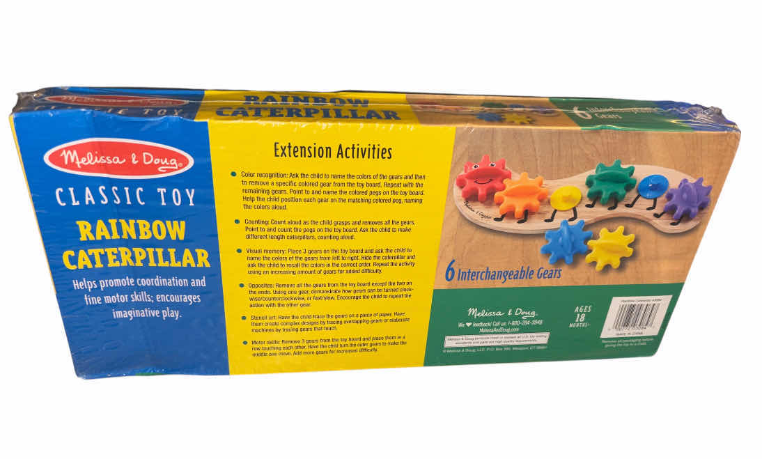 Photo 1 of NEW MELISSA & DOUG RAINBOW CATERPILLAR GEAR TOY W 6 INTERCHANGEABLE GEARS