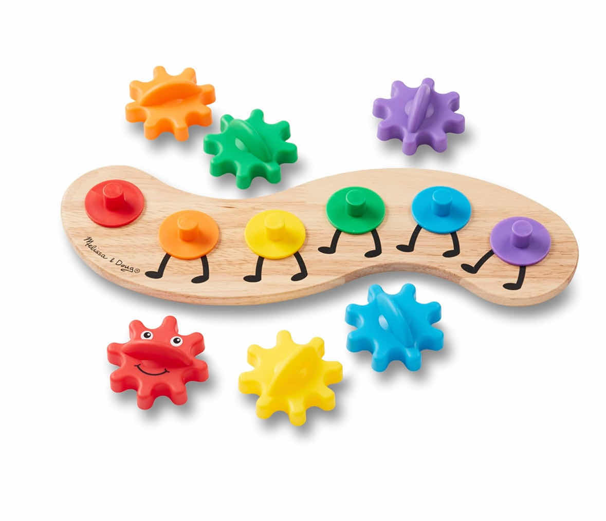 Photo 1 of NEW MELISSA & DOUG RAINBOW CATERPILLAR GEAR TOY W 6 INTERCHANGEABLE GEARS
