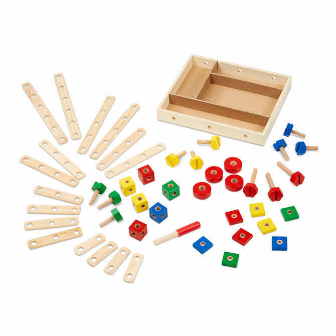 Photo 1 of NEW MELISSA & DOUG CONSTRUCTION SET IN A BOX, 48 WOODEN PCS