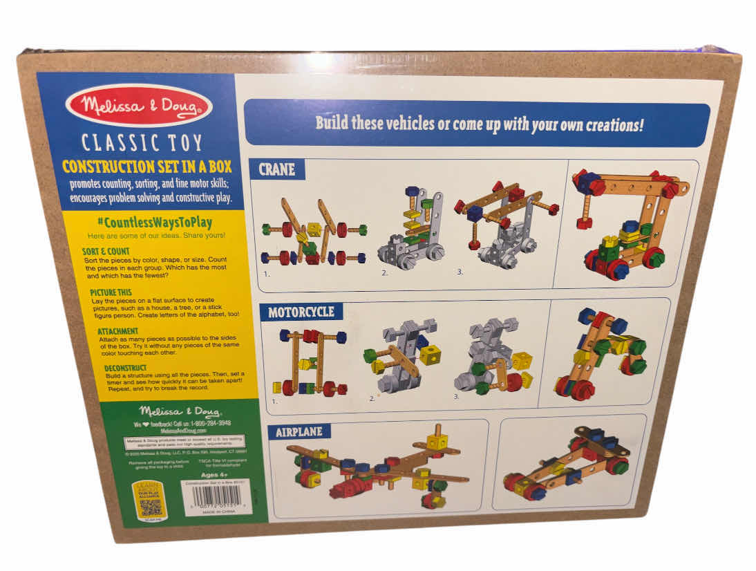 Photo 1 of NEW MELISSA & DOUG CONSTRUCTION SET IN A BOX, 48 WOODEN PCS