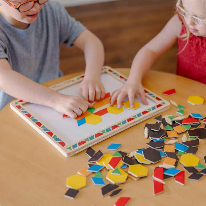 Photo 1 of NEW MELISSA & DOUG WOODEN MAGNETIC PATTERN BLOCK KIT