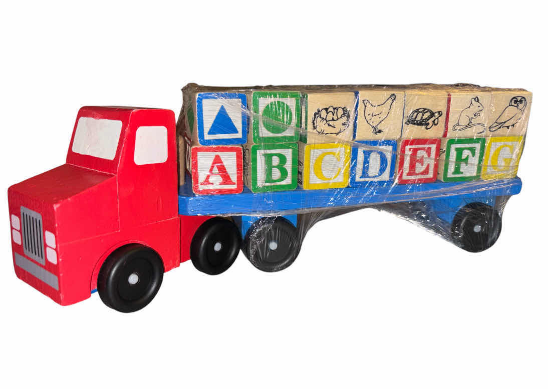 Photo 1 of MELISSA & DOUG WOODEN TRUCK & TRAILER W 28 ALPHABET BLOCKS