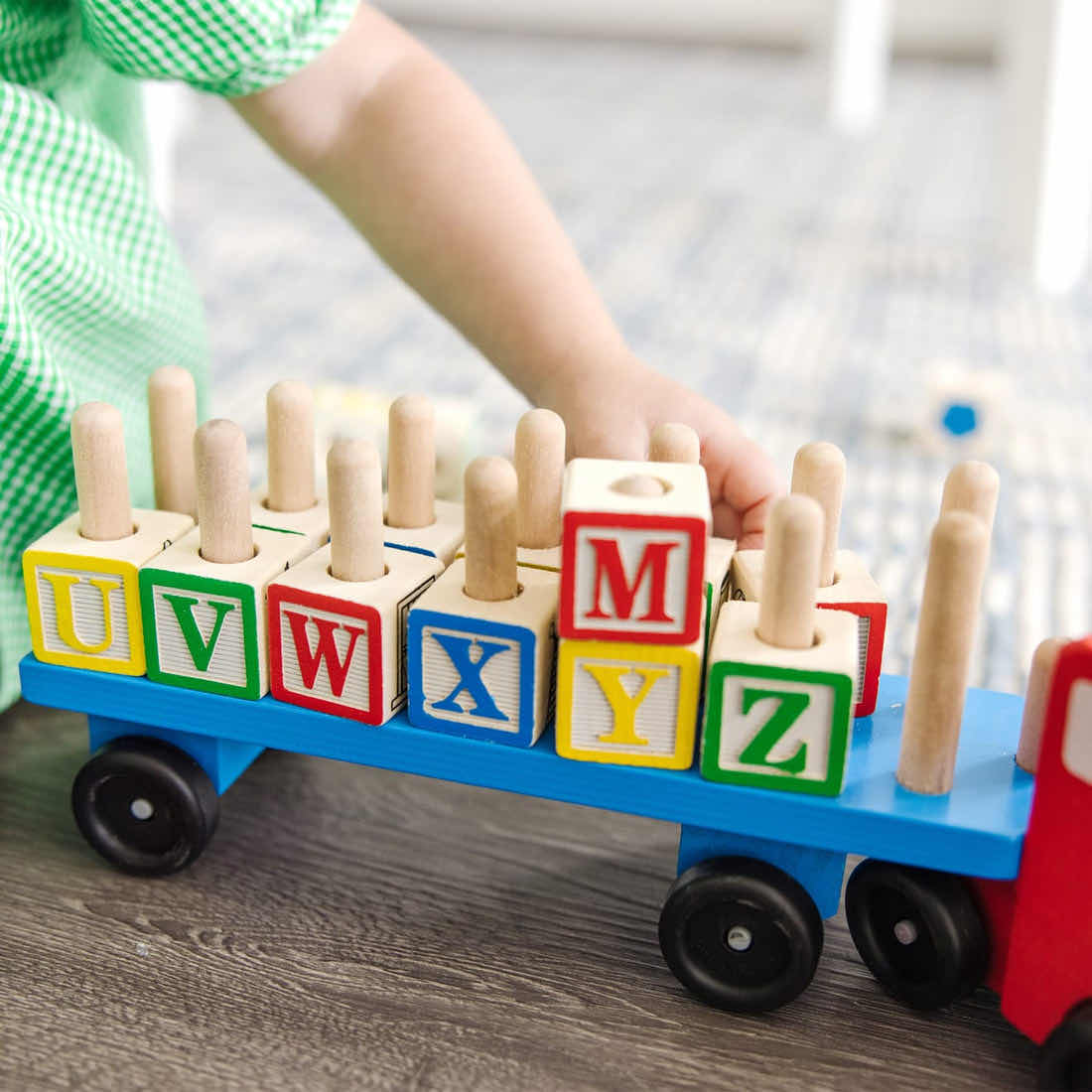 Photo 1 of MELISSA & DOUG WOODEN TRUCK & TRAILER W 28 ALPHABET BLOCKS