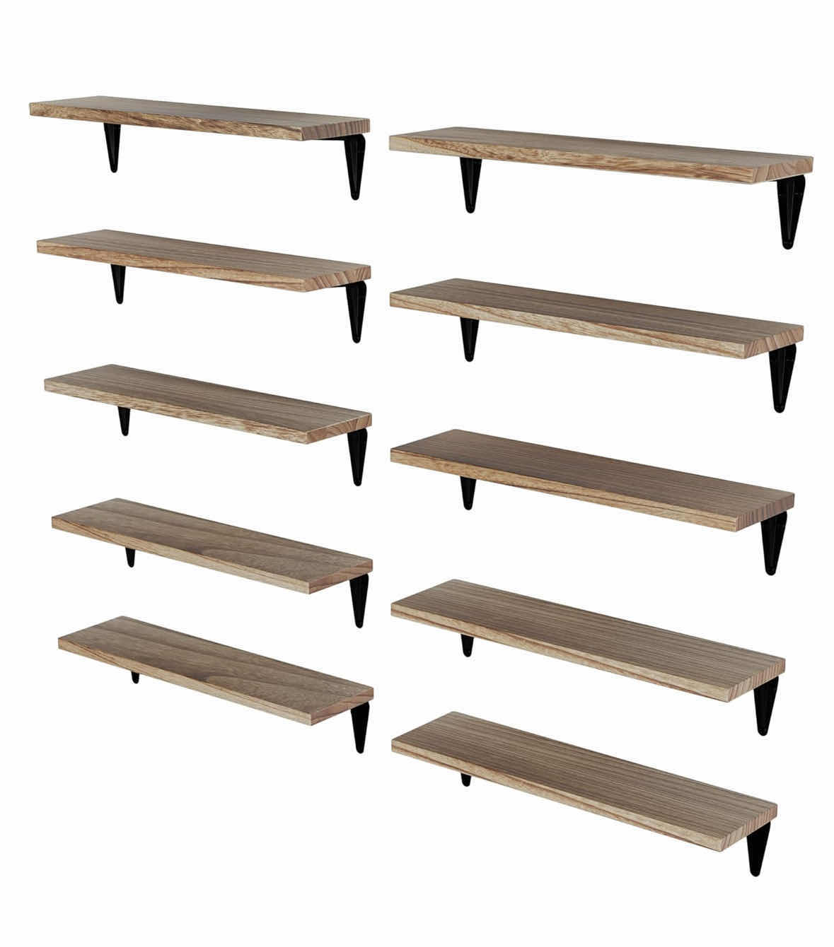 Photo 1 of NEW WALLNITURE ARRAS WOOD FLOATING SHELVES, SET OF 10, BURNT FINISH