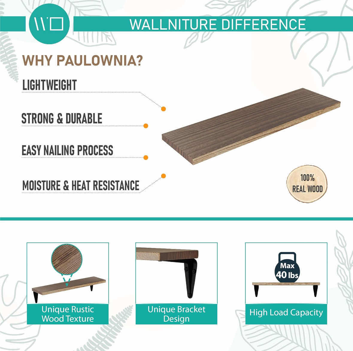 Photo 1 of NEW WALLNITURE ARRAS WOOD FLOATING SHELVES, SET OF 10, BURNT FINISH