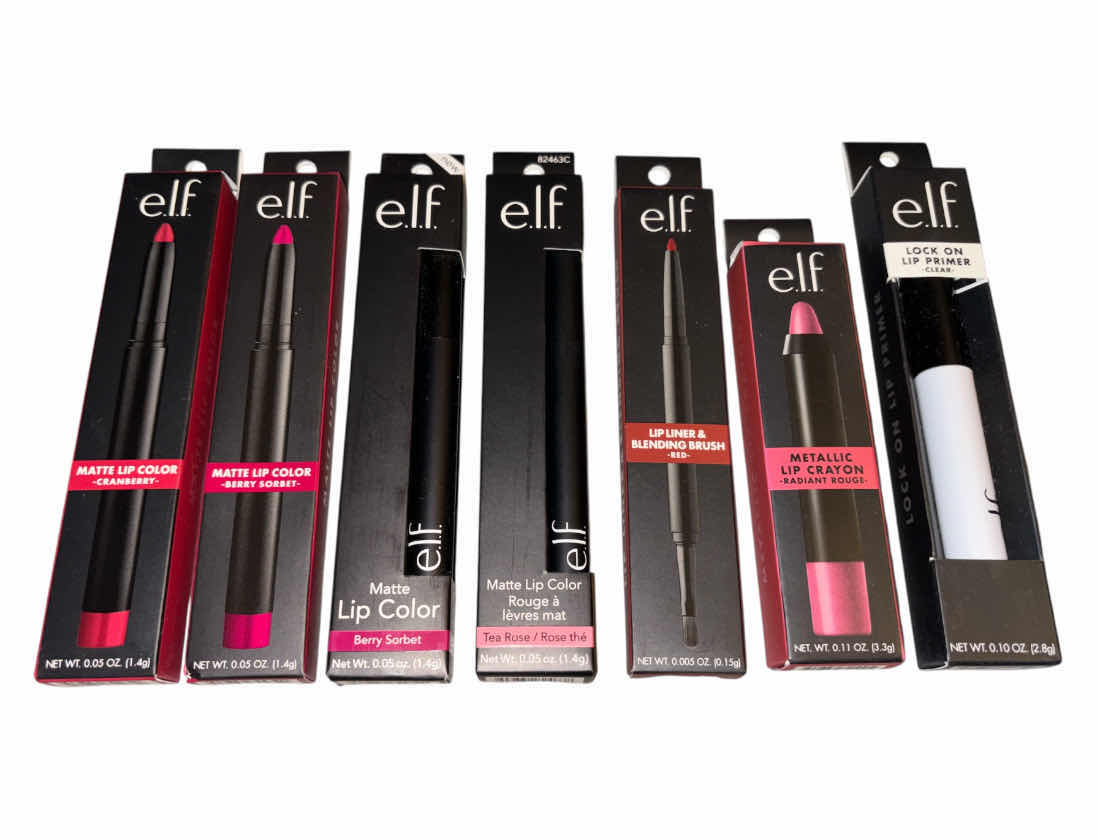 Photo 1 of NEW ELF LIP COLORS, LINER, LIP CRAYON & PRIMER, 7 PCS