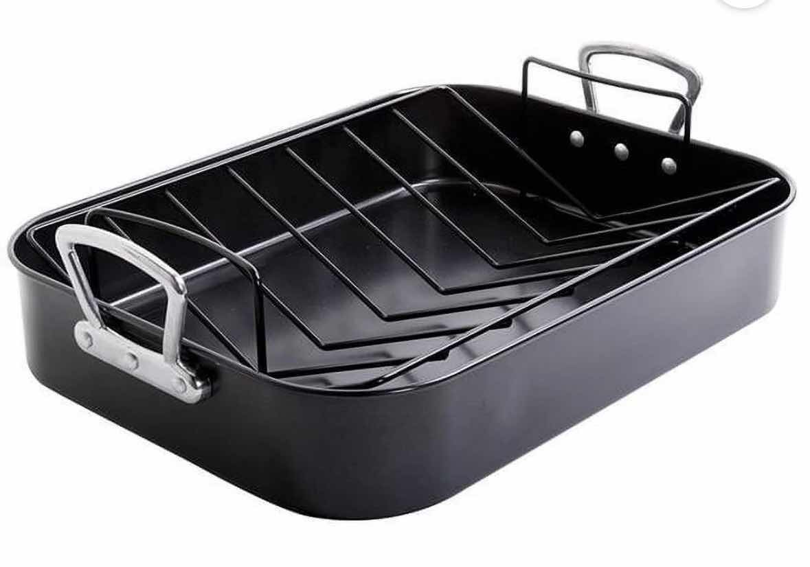 Photo 1 of SHARPER IMAGE NONSTICK ROASTING PAN W RACK 12” X 16” H3.75”