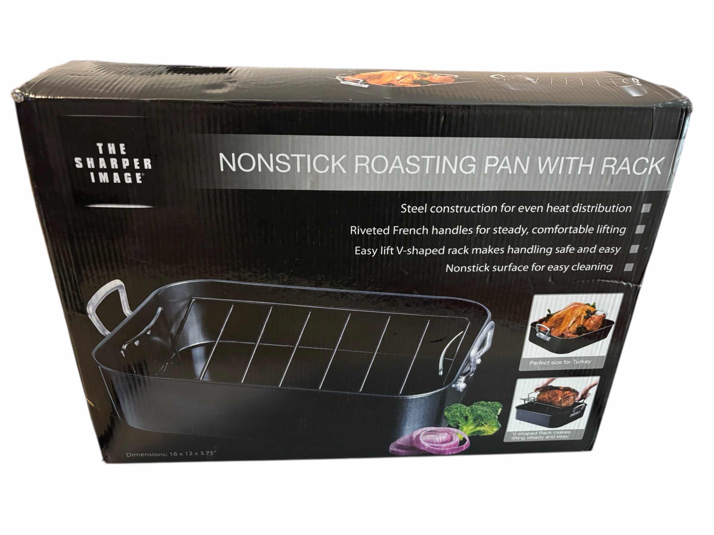 Photo 1 of SHARPER IMAGE NONSTICK ROASTING PAN W RACK 12” X 16” H3.75”