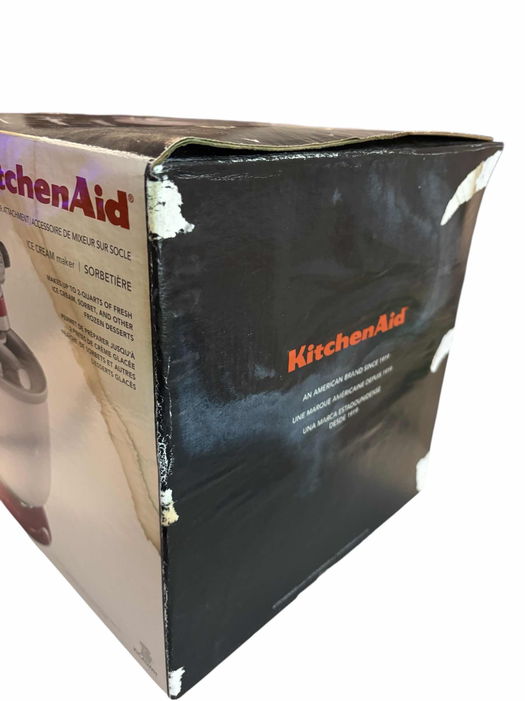 Photo 1 of KITCHENAID STAND MIXER 2 QT ICE CREAM MAKER ATTACHMENT, WHITE KICA0WH