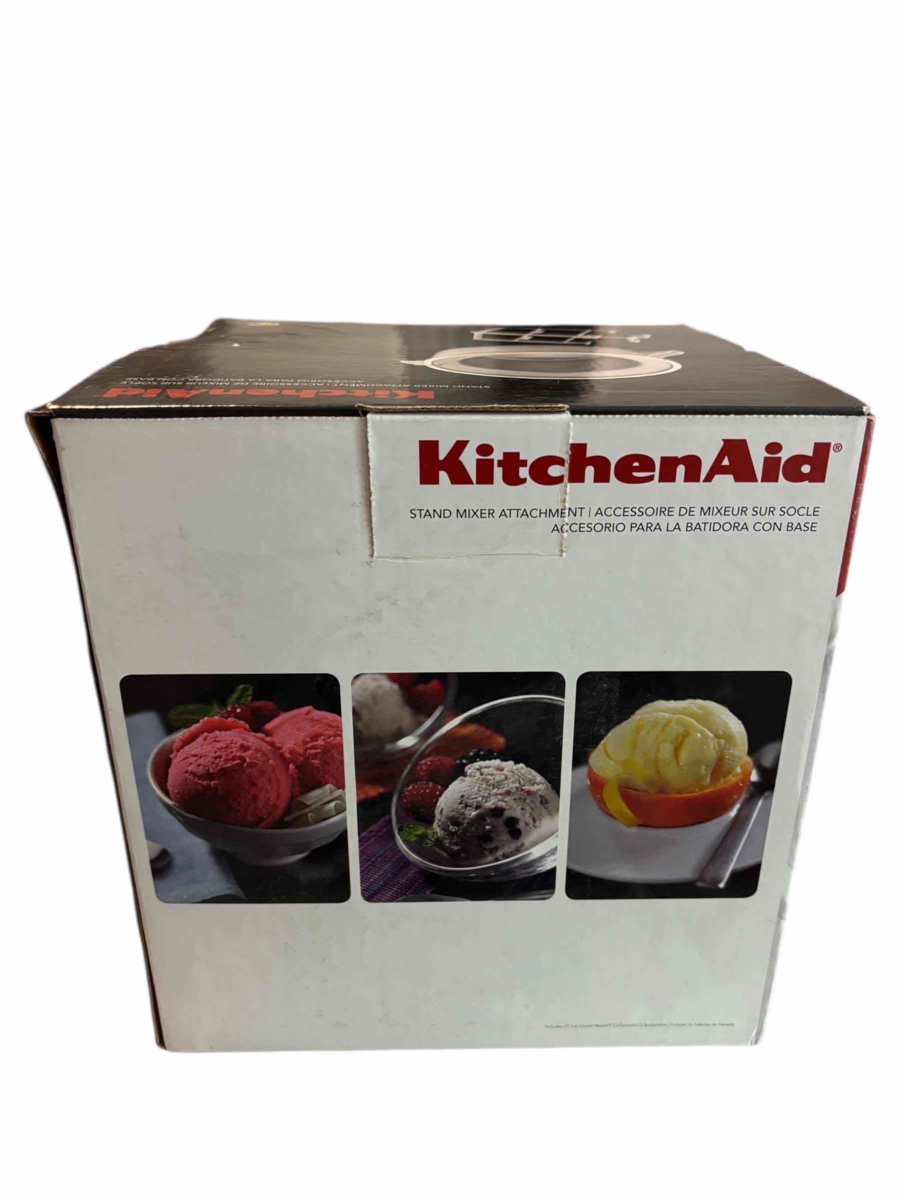 Photo 1 of KITCHENAID STAND MIXER 2 QT ICE CREAM MAKER ATTACHMENT, WHITE KICA0WH