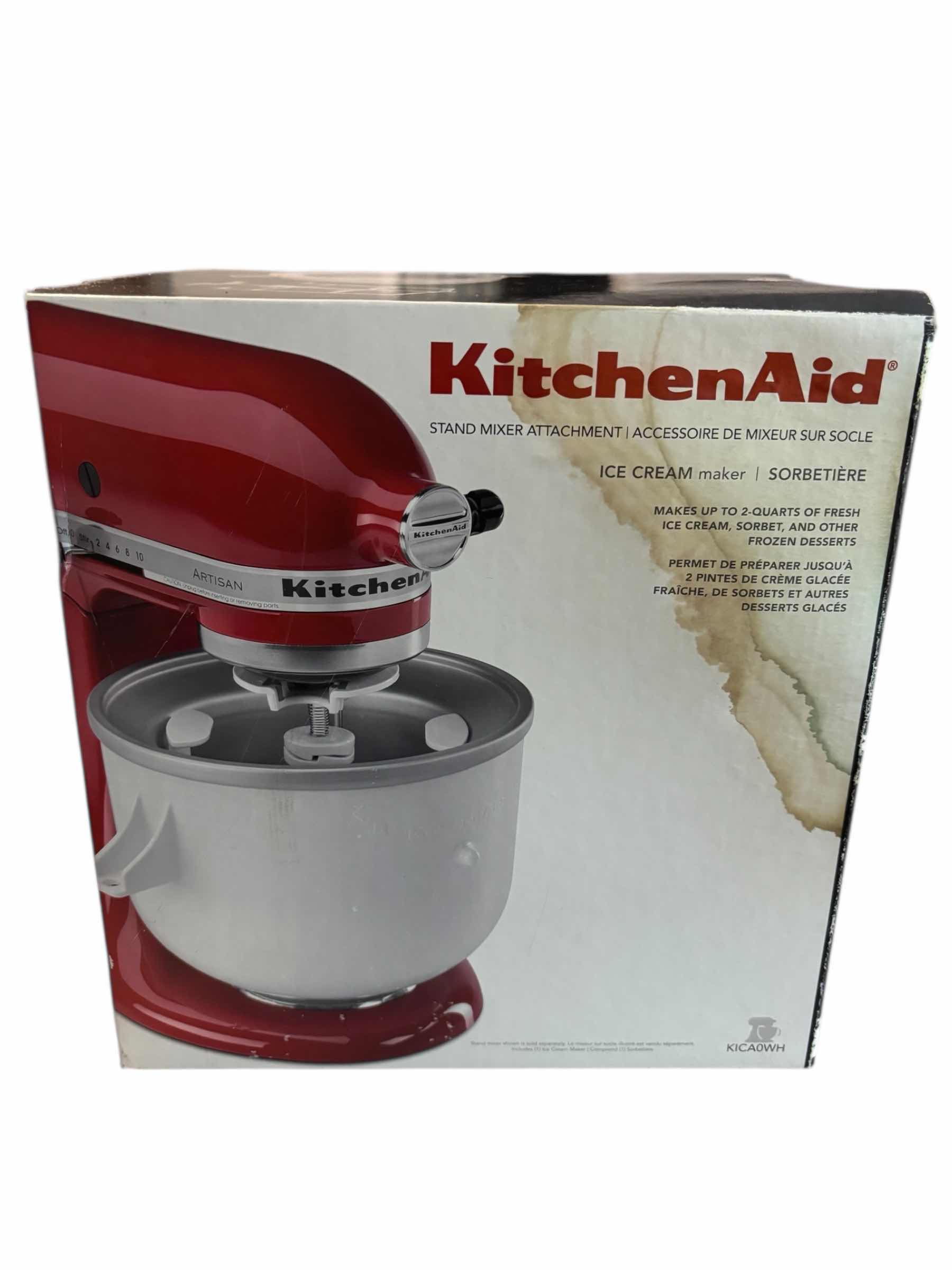 Photo 1 of KITCHENAID STAND MIXER 2 QT ICE CREAM MAKER ATTACHMENT, WHITE KICA0WH