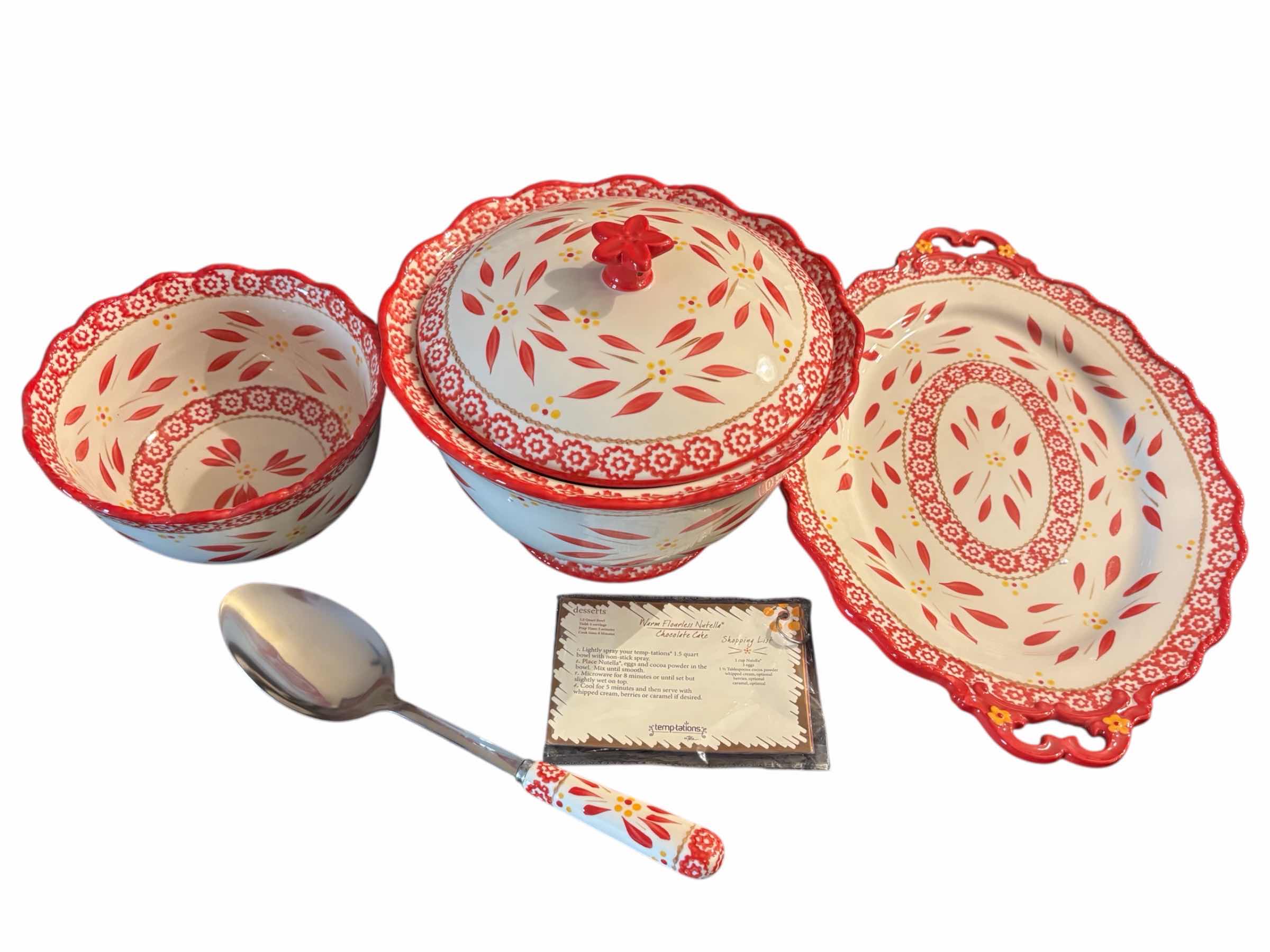Photo 1 of TEMP-TATIONS OVENWARE OLD WORLD 6 PC SERVING SET, RED (READ NOTES)
